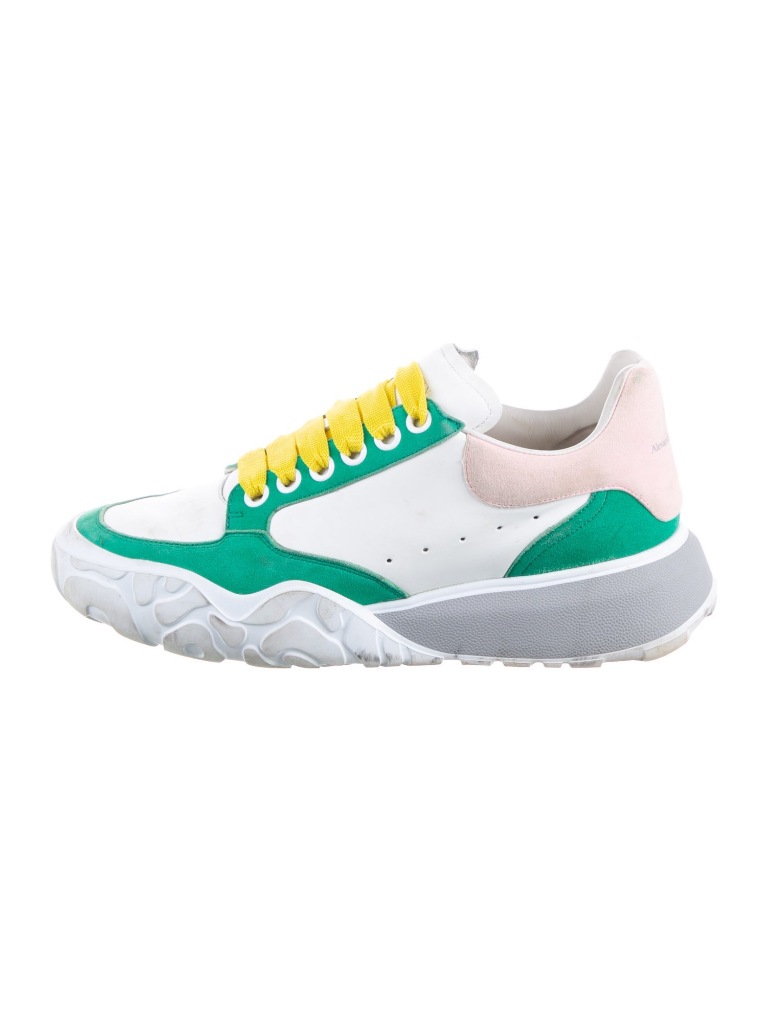 Alexander McQueen Leather Colorblock Pattern Athletic Sneakers