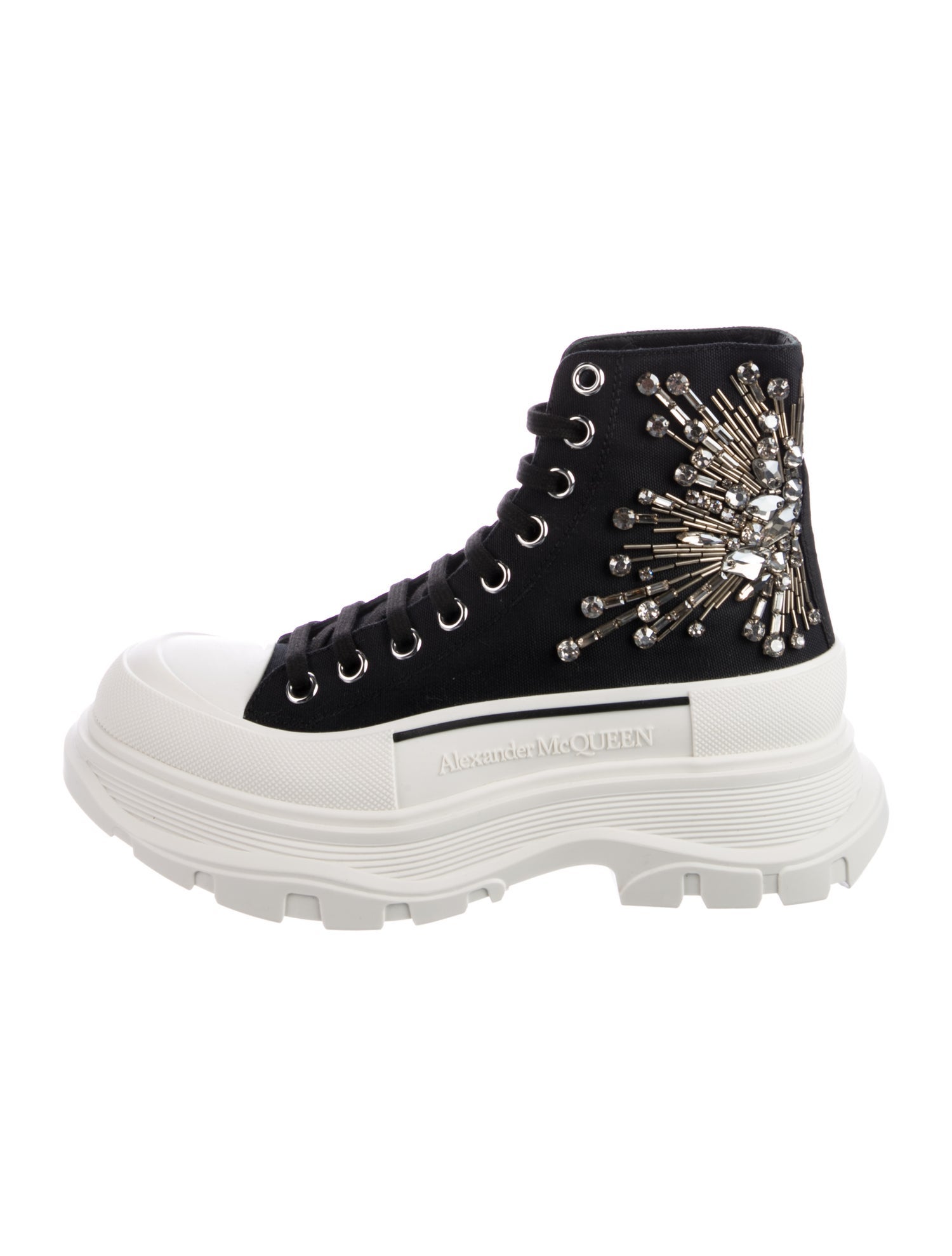 Alexander McQueen Canvas Printed Combat Boots