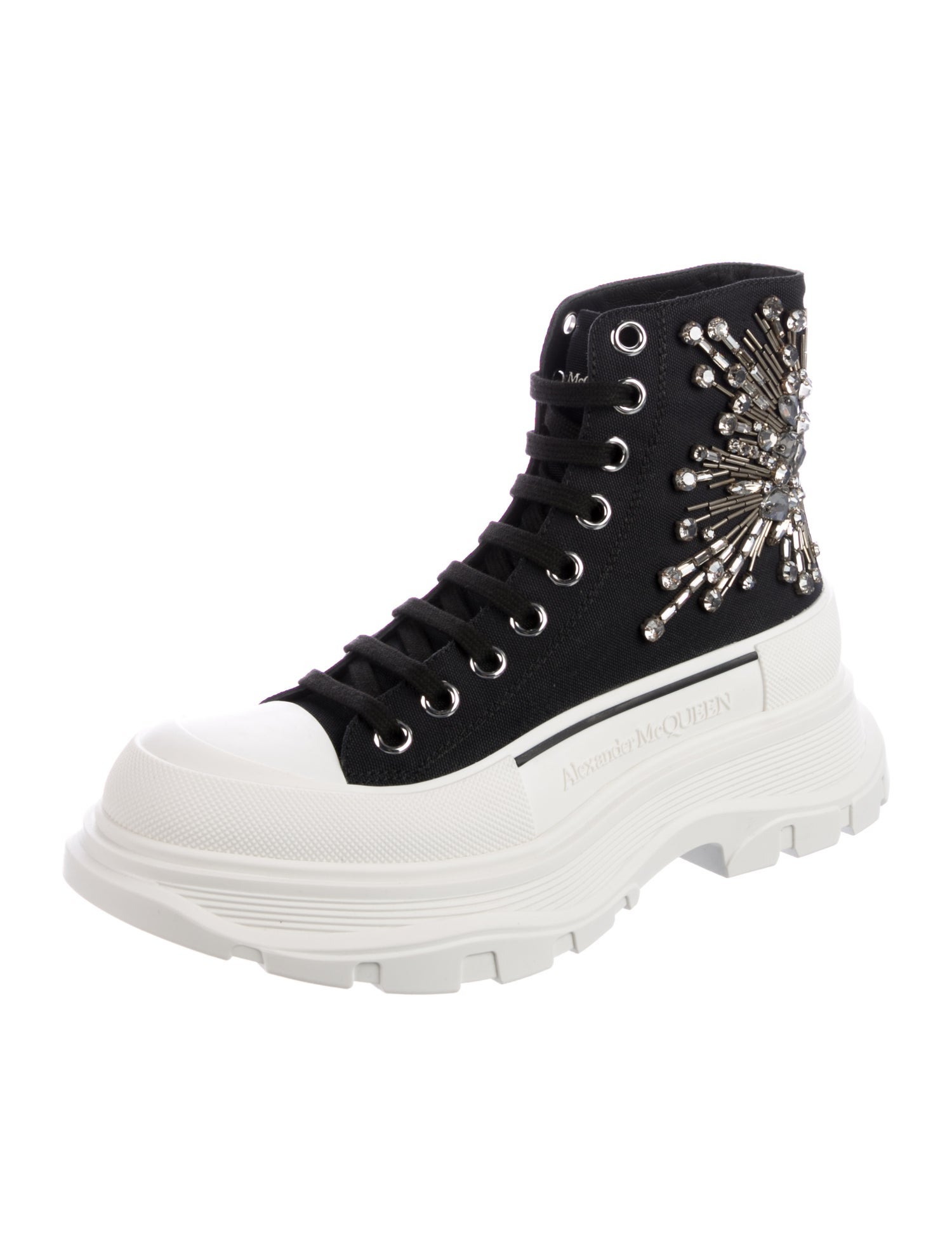 Alexander McQueen Canvas Printed Combat Boots