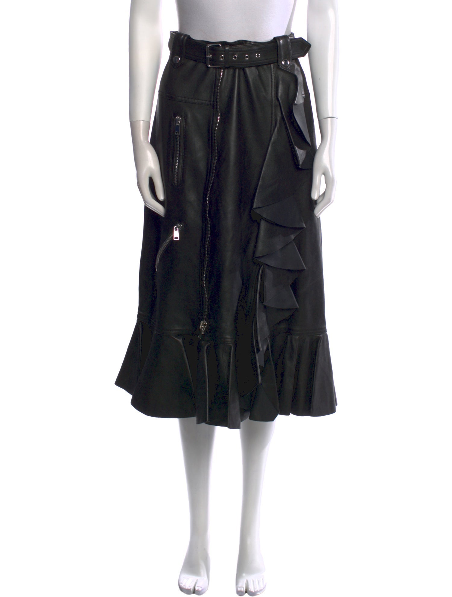 Alexander McQueen Lambskin Midi Length Skirt