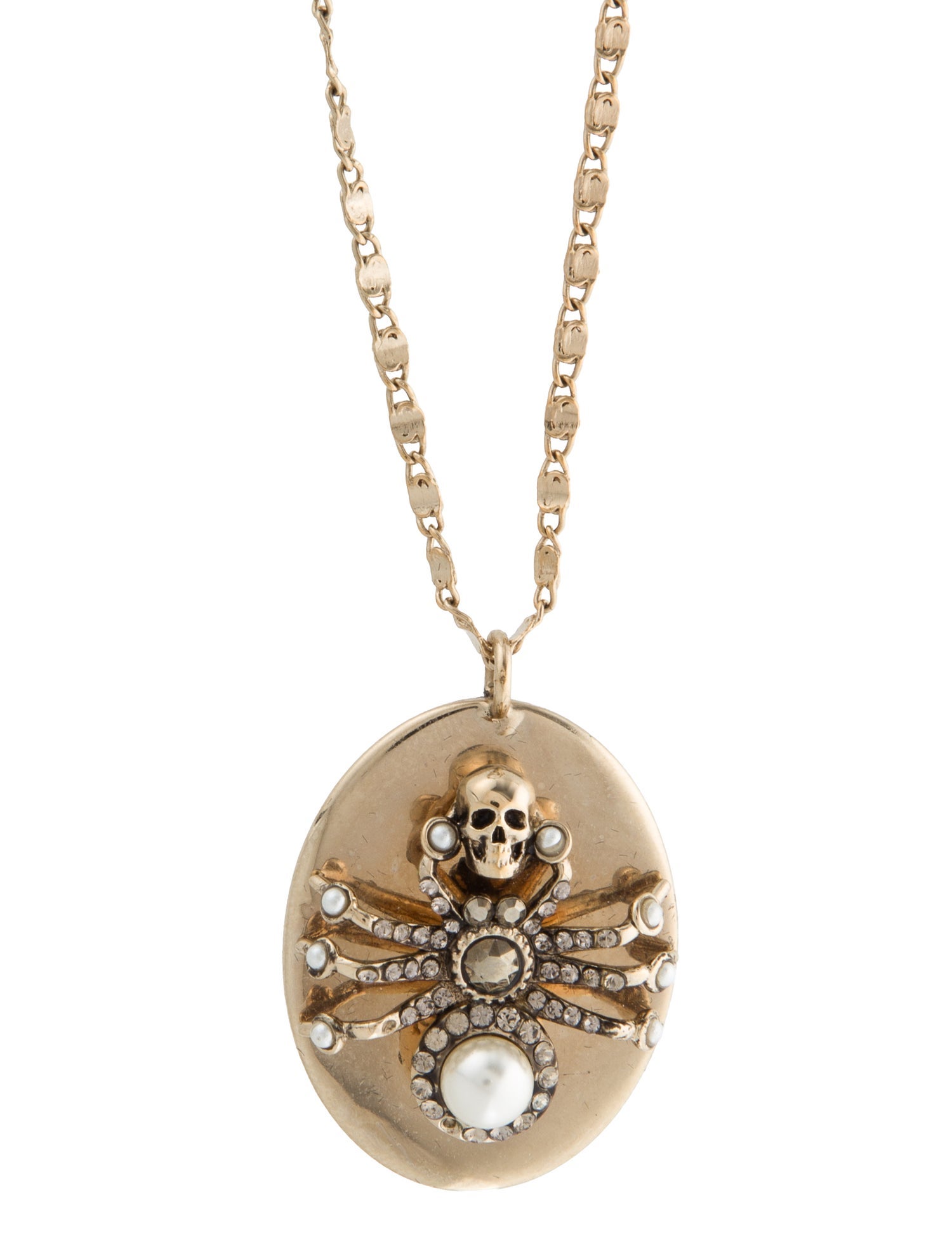 Alexander McQueen Faux Pearl & Crystal Spider Pendant Necklace