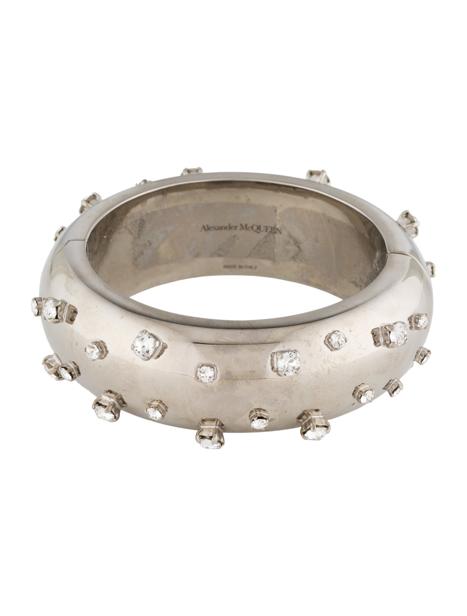 Alexander McQueen Crystal Hinged Bangle Bracelet