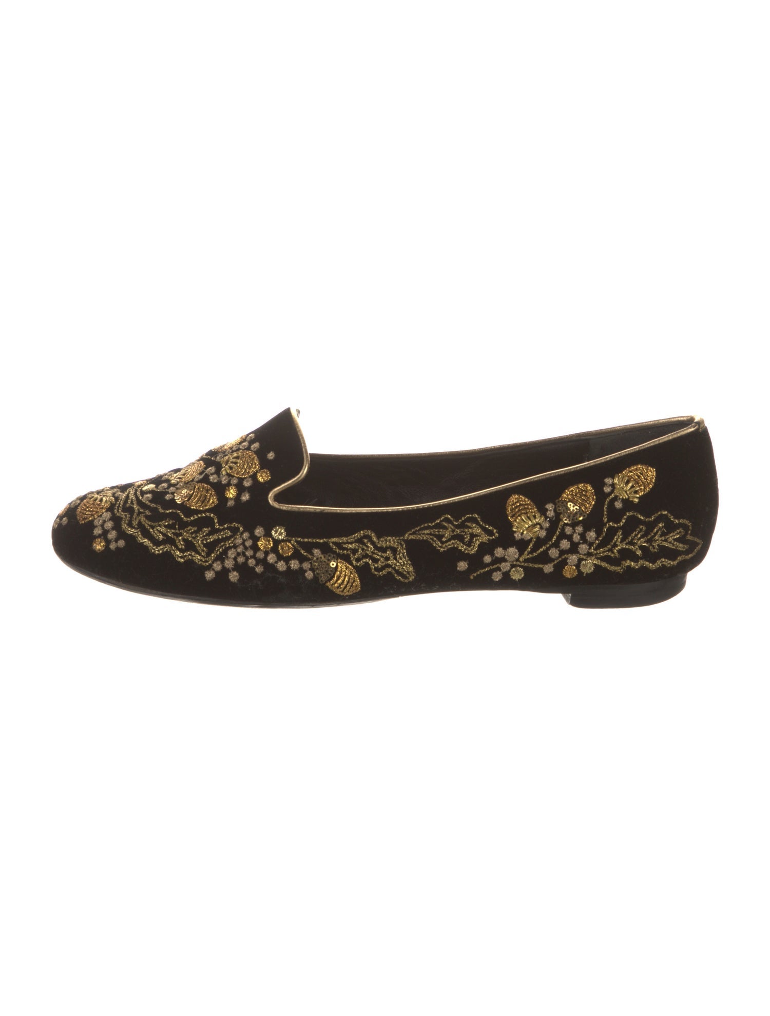 Alexander McQueen Velvet Sequin Embellishments Loafers