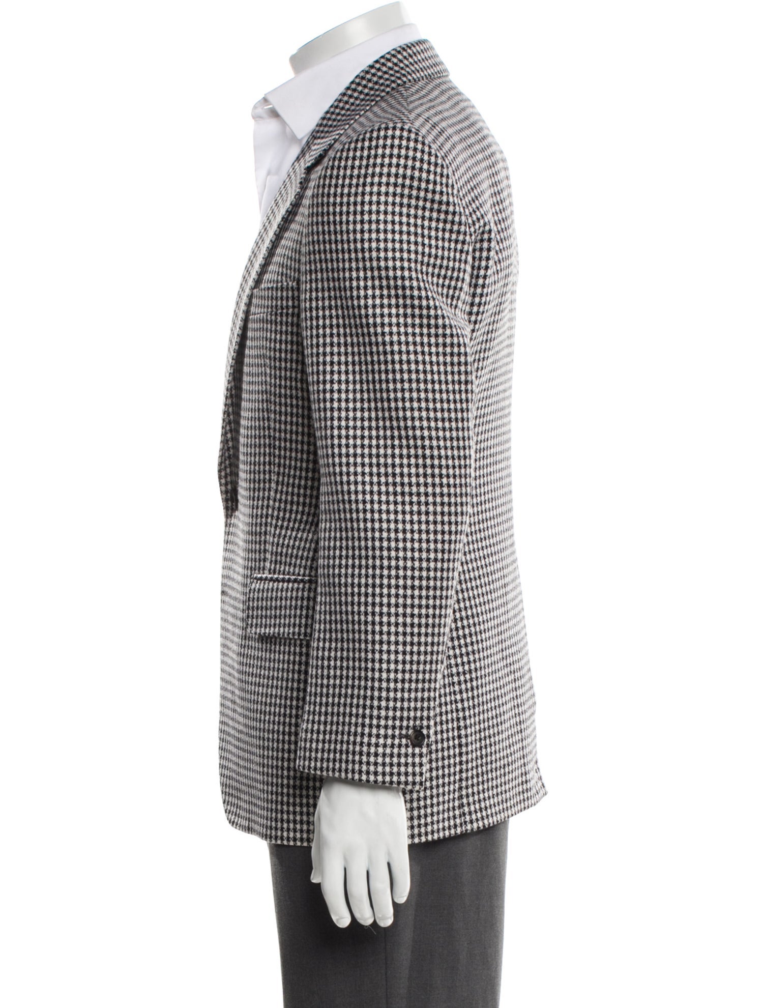 Alexander McQueen Virgin Wool Houndstooth Print Blazer