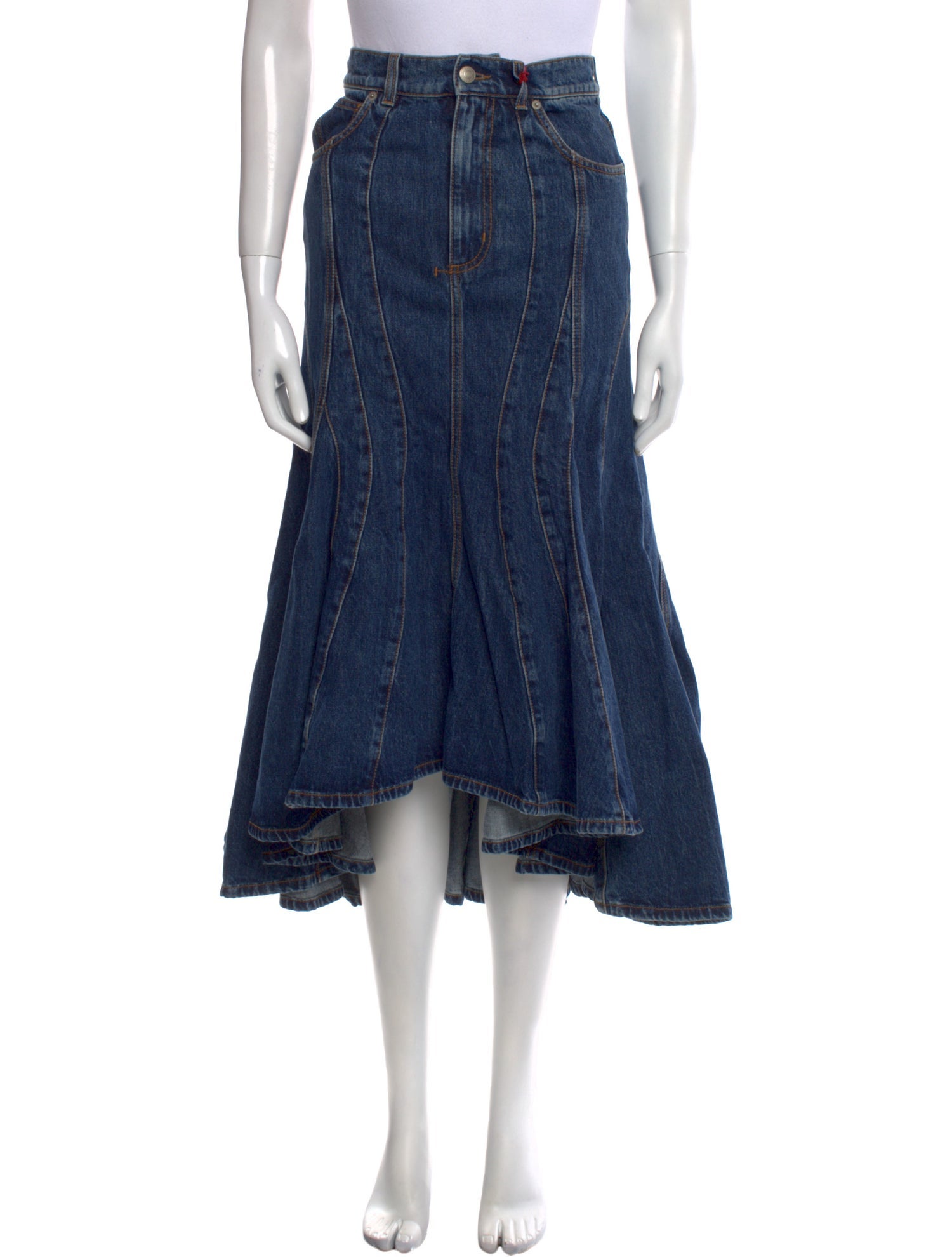 Alexander McQueen Leather Trim Embellishment Midi Length Skirt w/ Tags