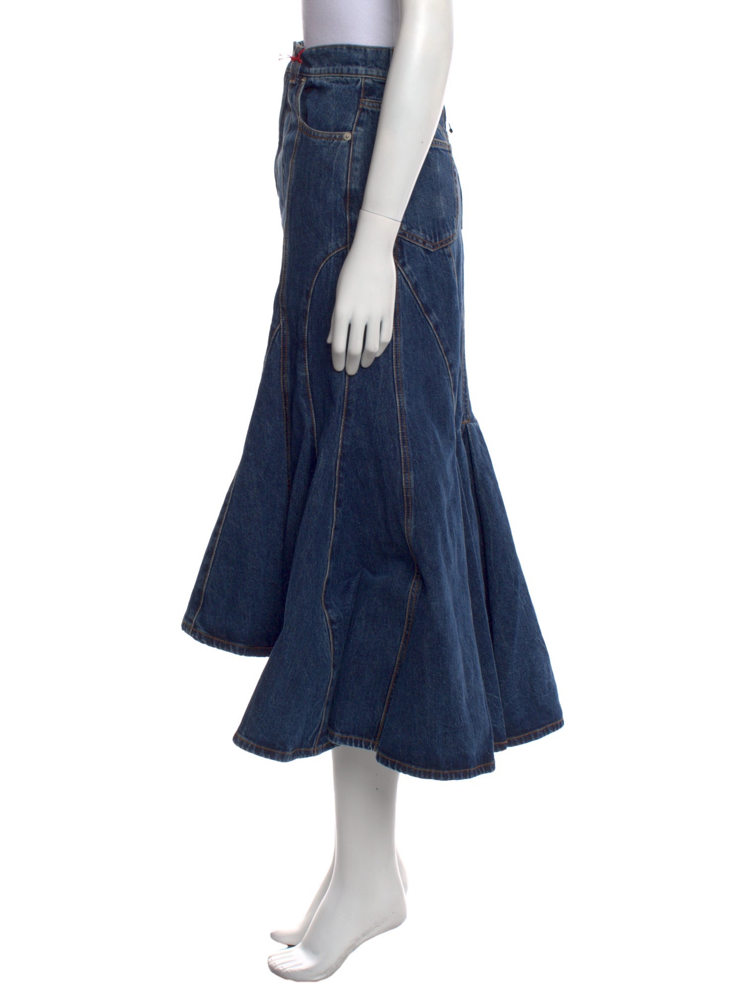 Alexander McQueen Leather Trim Embellishment Midi Length Skirt w/ Tags