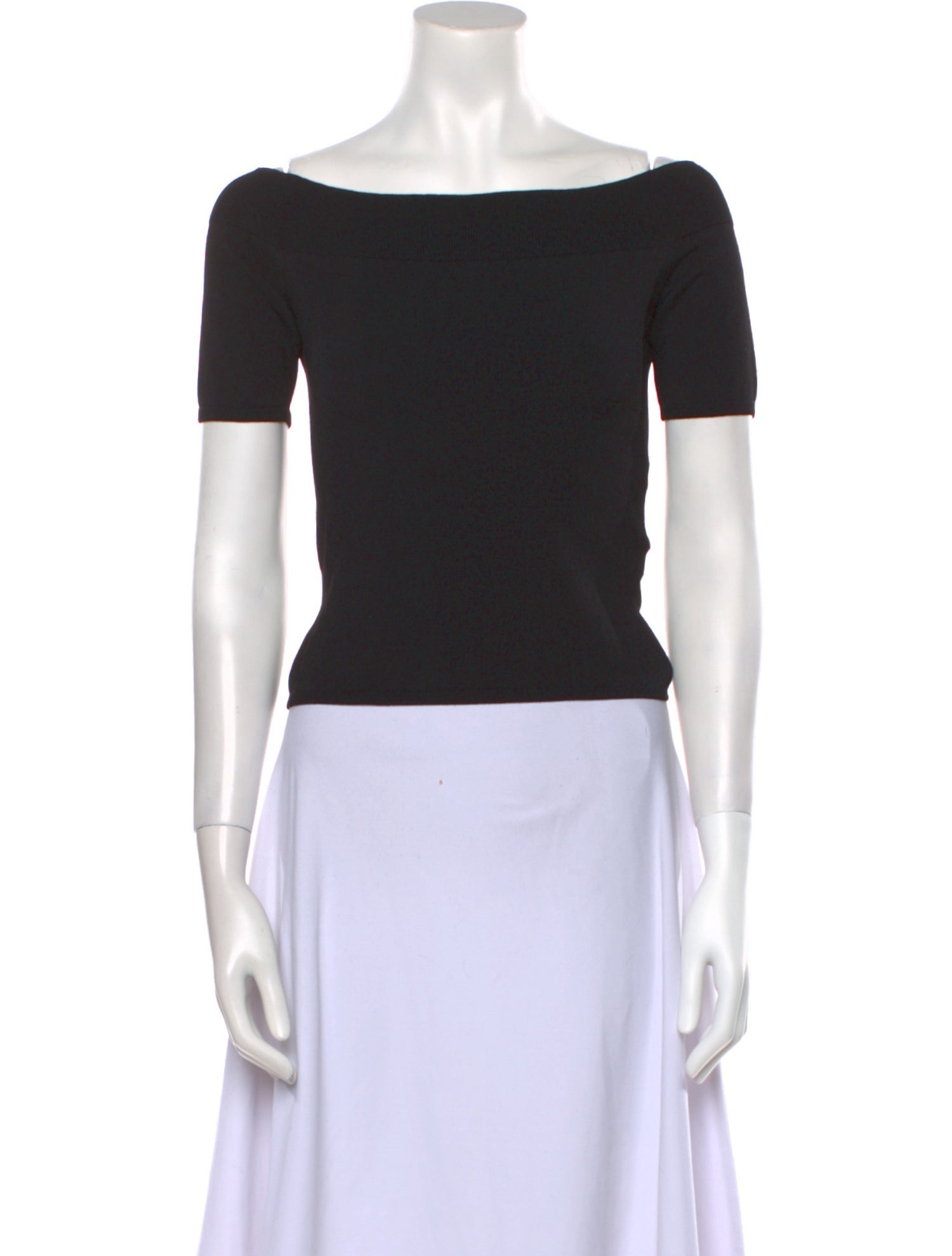 Alexander McQueen Bateau Neckline Short Sleeve Crop Top