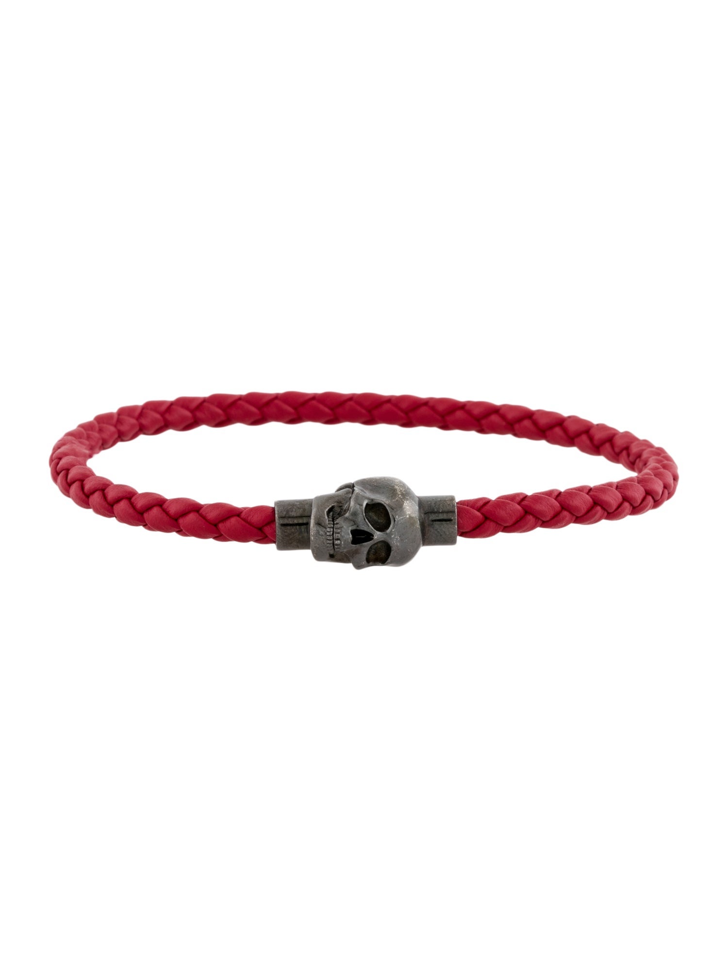 Alexander McQueen Leather Skull Braided Wrap Bracelet