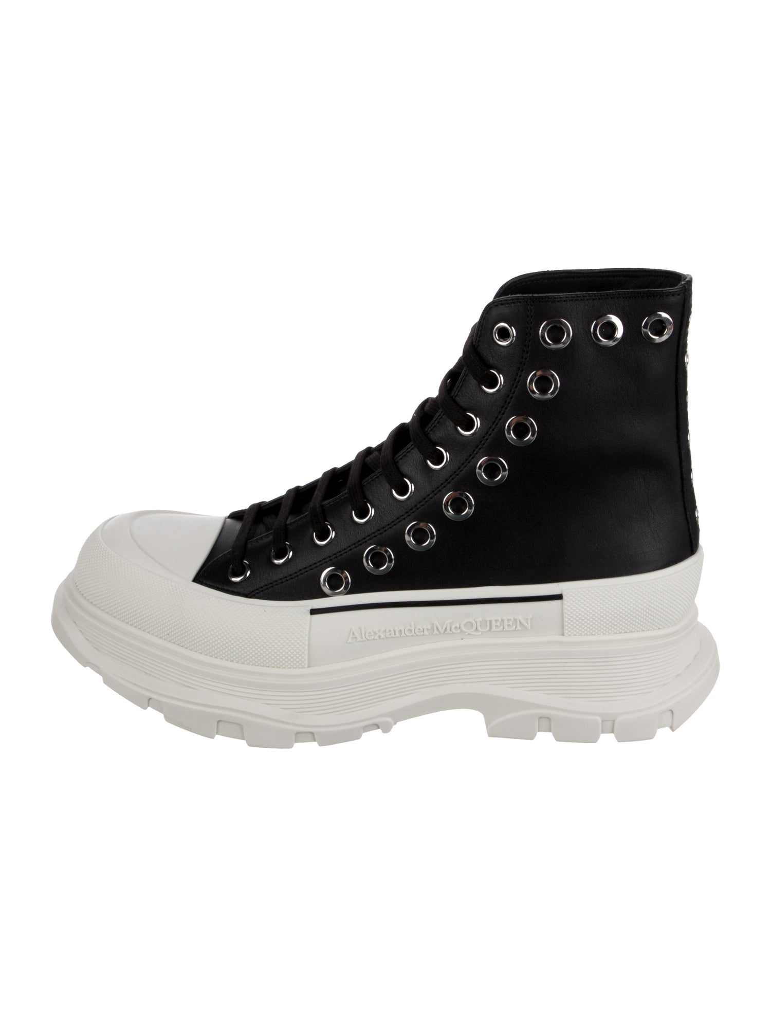 Alexander McQueen Joey Eyelet-Detailed High-Top Sneakers Leather Lace-Up Boots