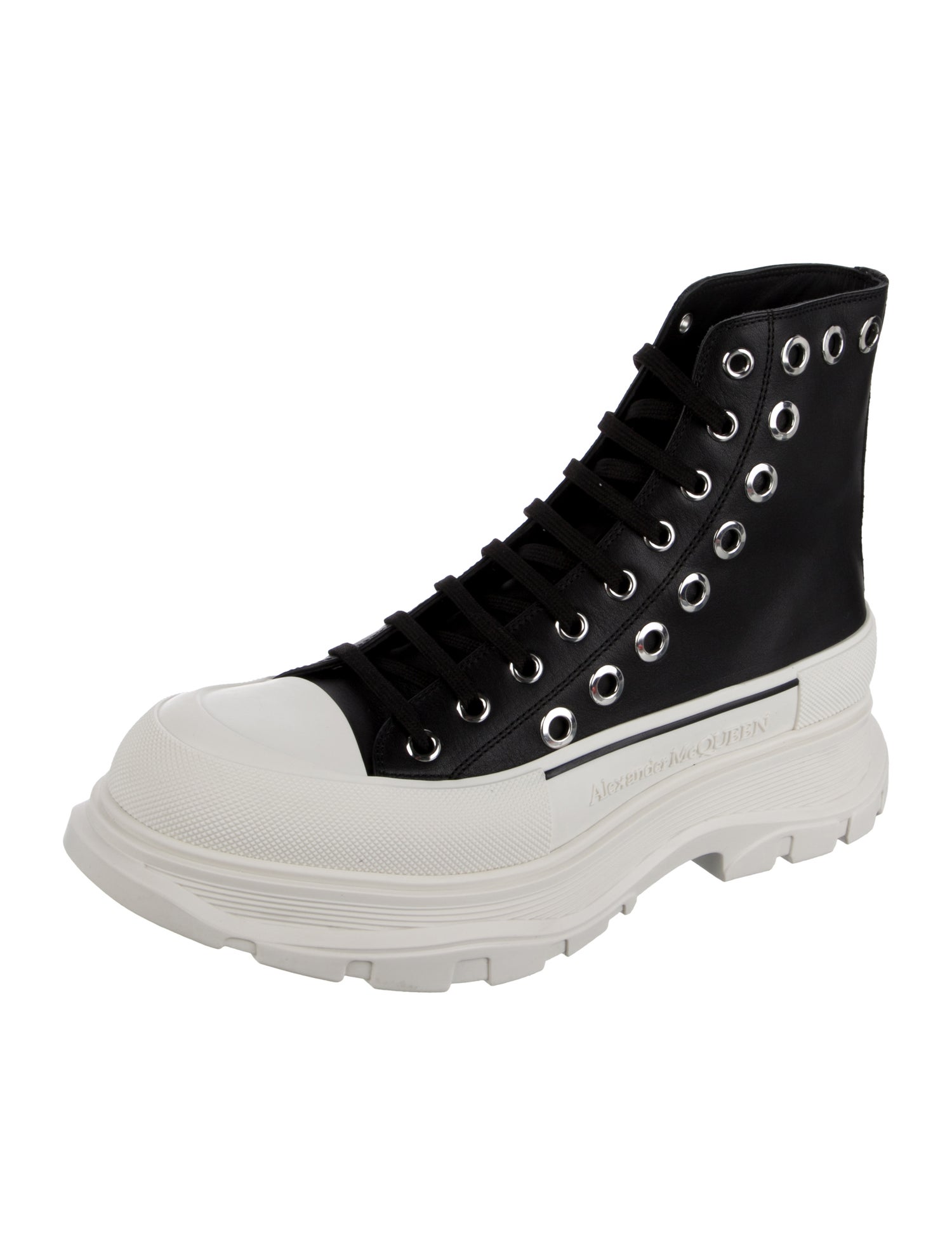 Alexander McQueen Joey Eyelet-Detailed High-Top Sneakers Leather Lace-Up Boots