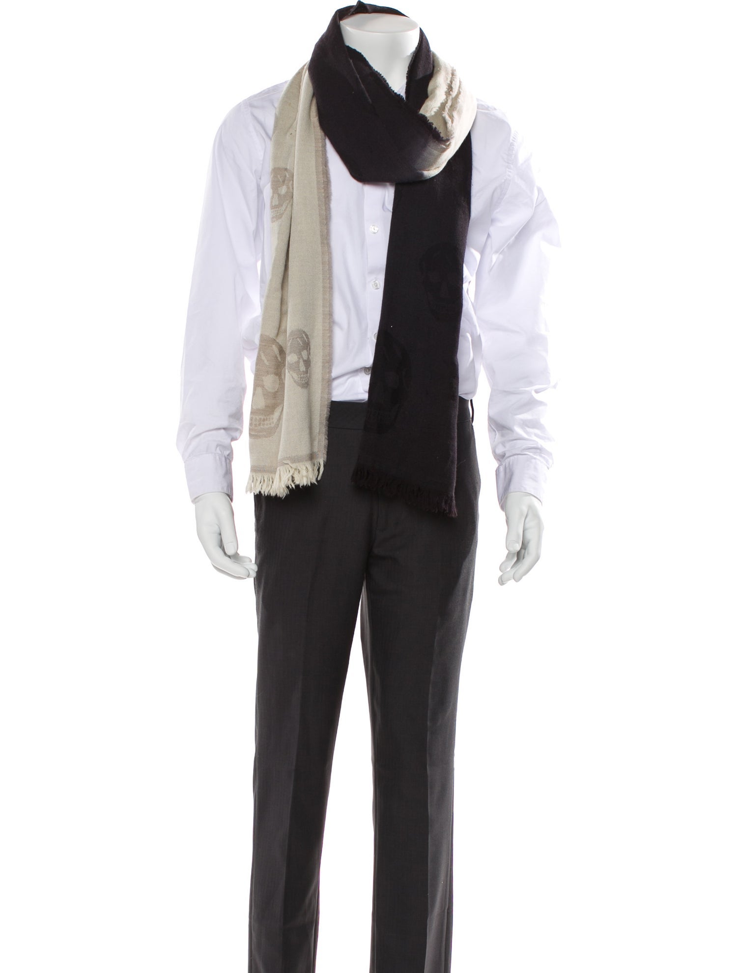 Alexander McQueen Wool Colorblock Pattern Scarf