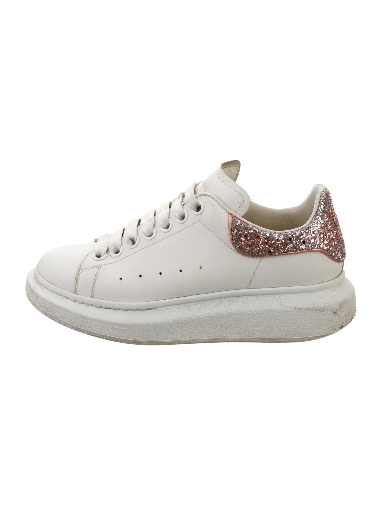 Alexander McQueen Leather Glitter Accents Sneakers