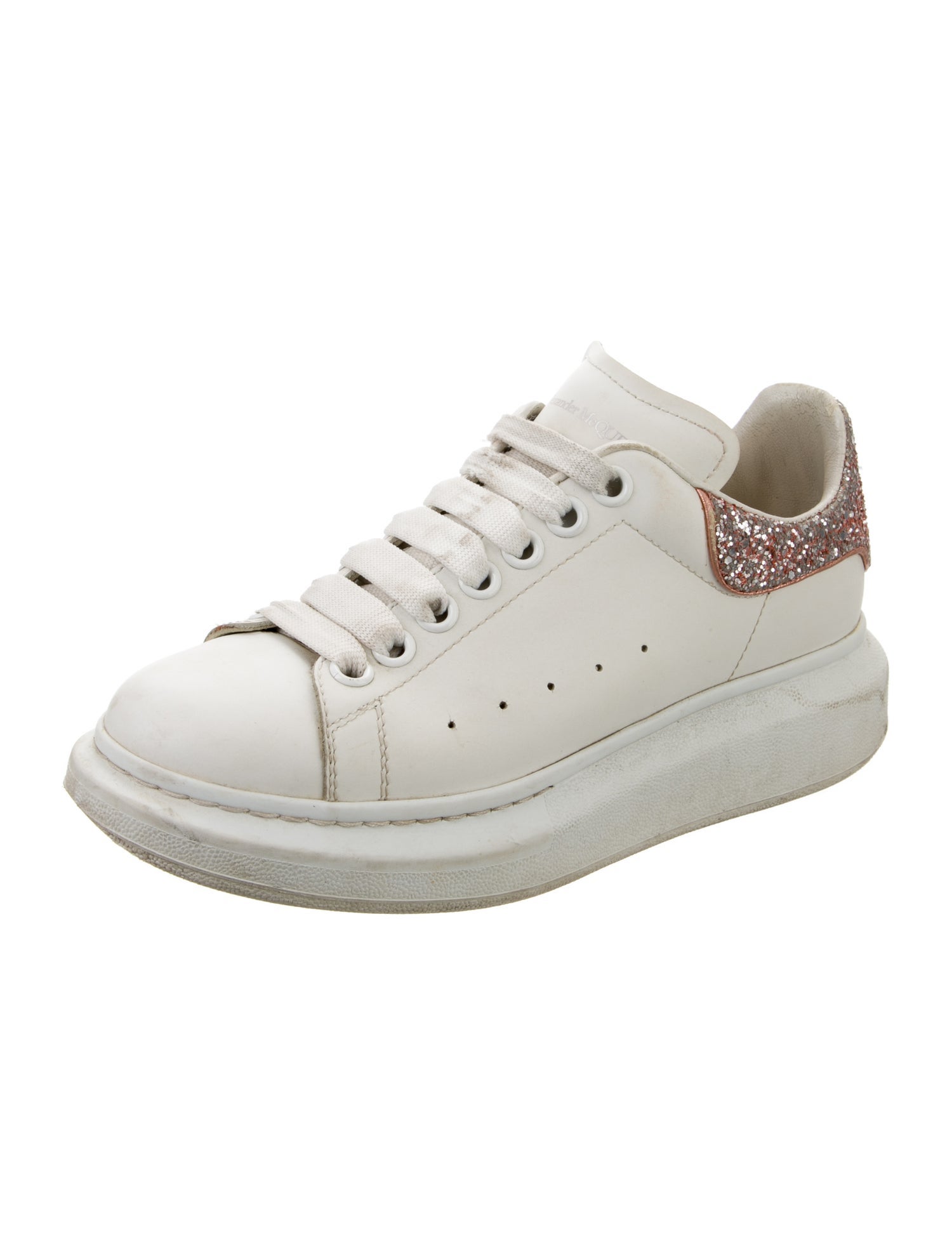 Alexander McQueen Leather Glitter Accents Sneakers
