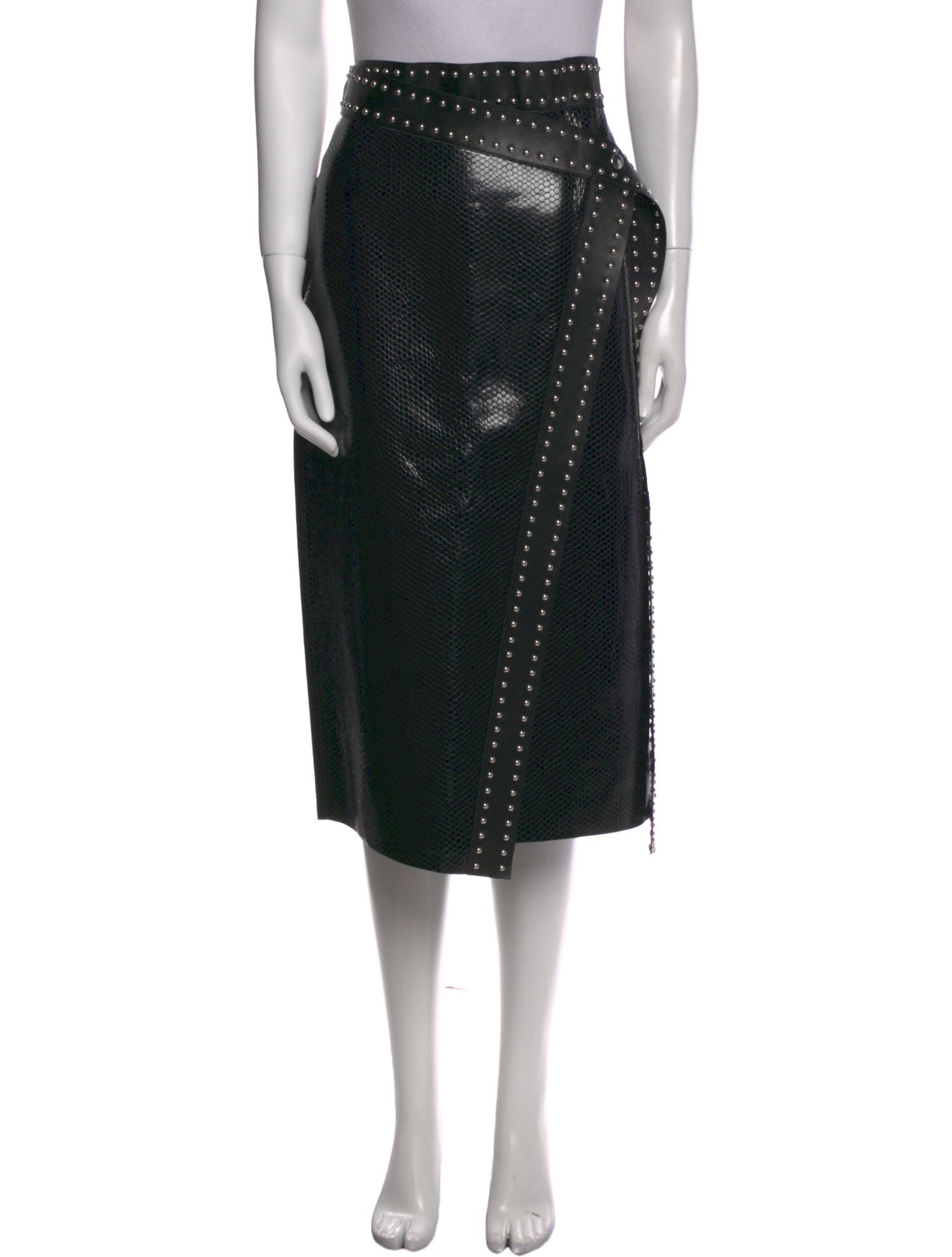 Alexander McQueen Leather Midi Length Skirt