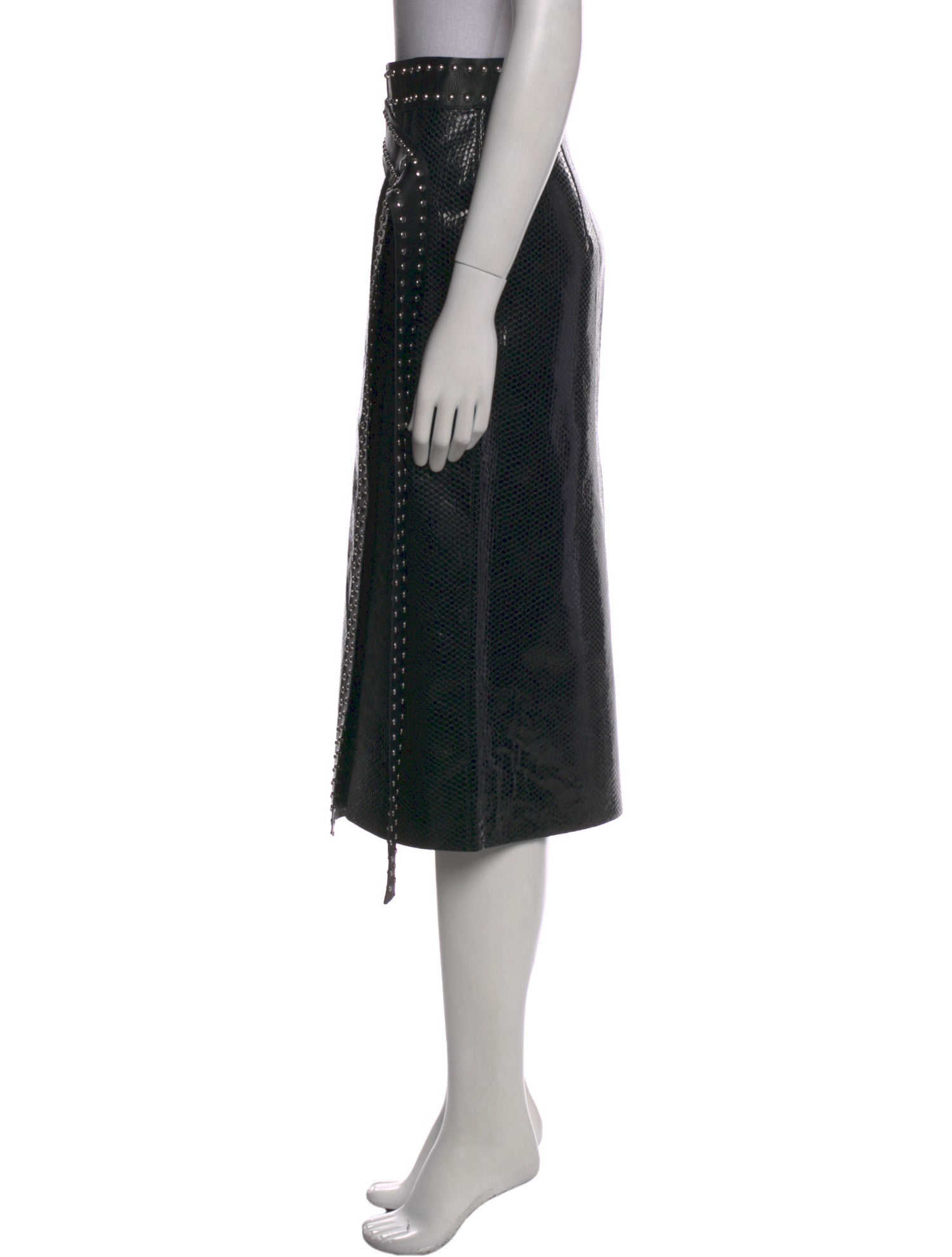 Alexander McQueen Leather Midi Length Skirt