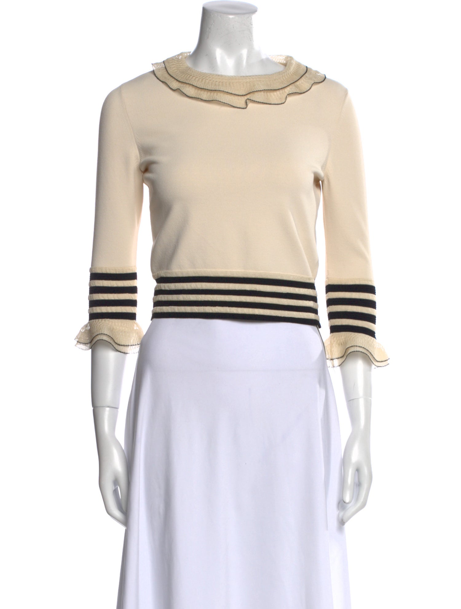 Alexander McQueen Cowl Neck Three-Quarter Sleeve Crop Top