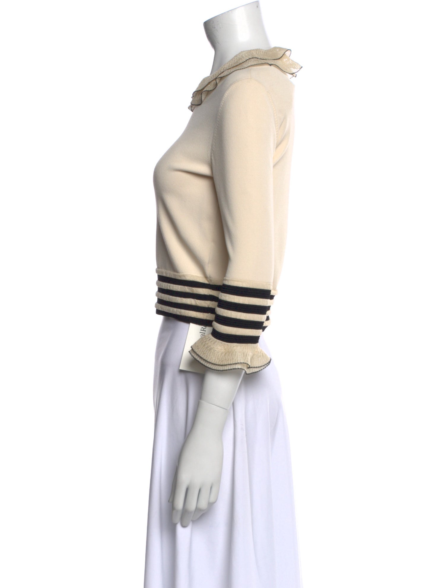 Alexander McQueen Cowl Neck Three-Quarter Sleeve Crop Top