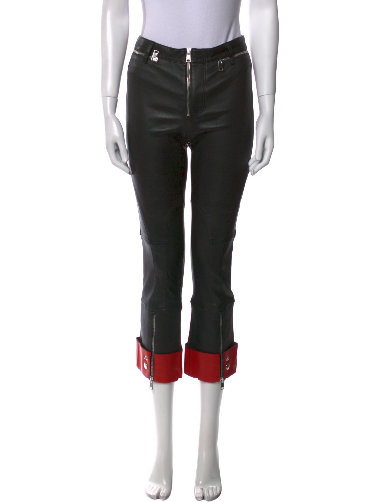 Alexander McQueen Lamb Leather Straight Leg Pants