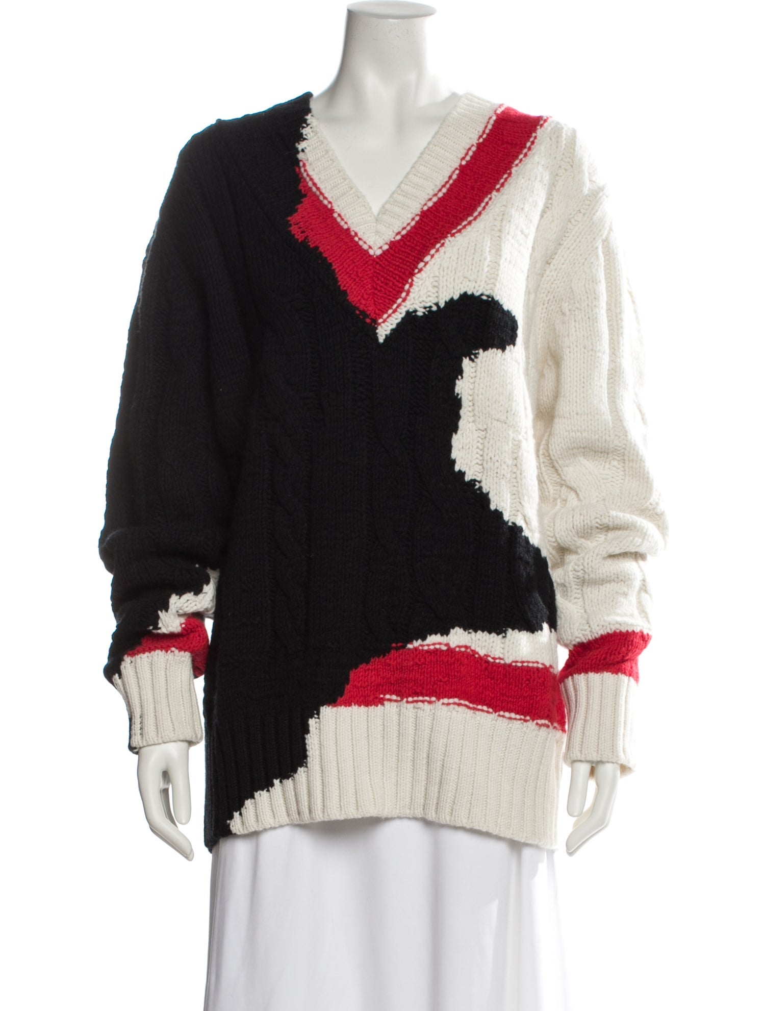 Alexander McQueen Wool Colorblock Pattern Sweater