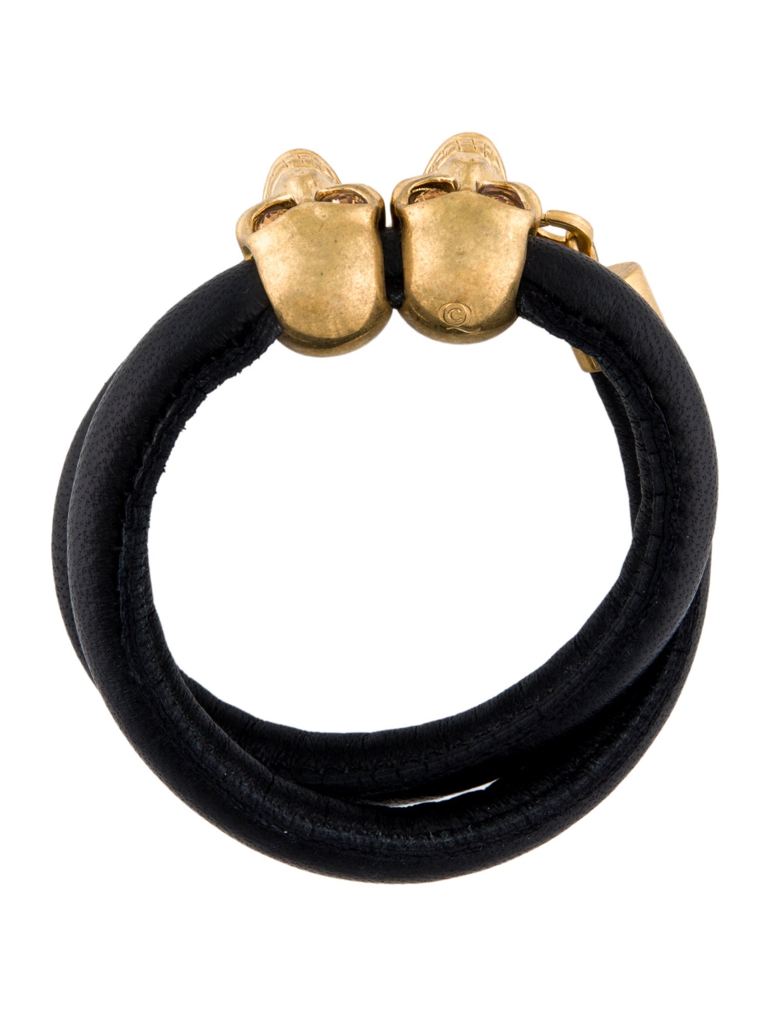 Alexander McQueen Crystal Double Skull Leather Choker Necklace