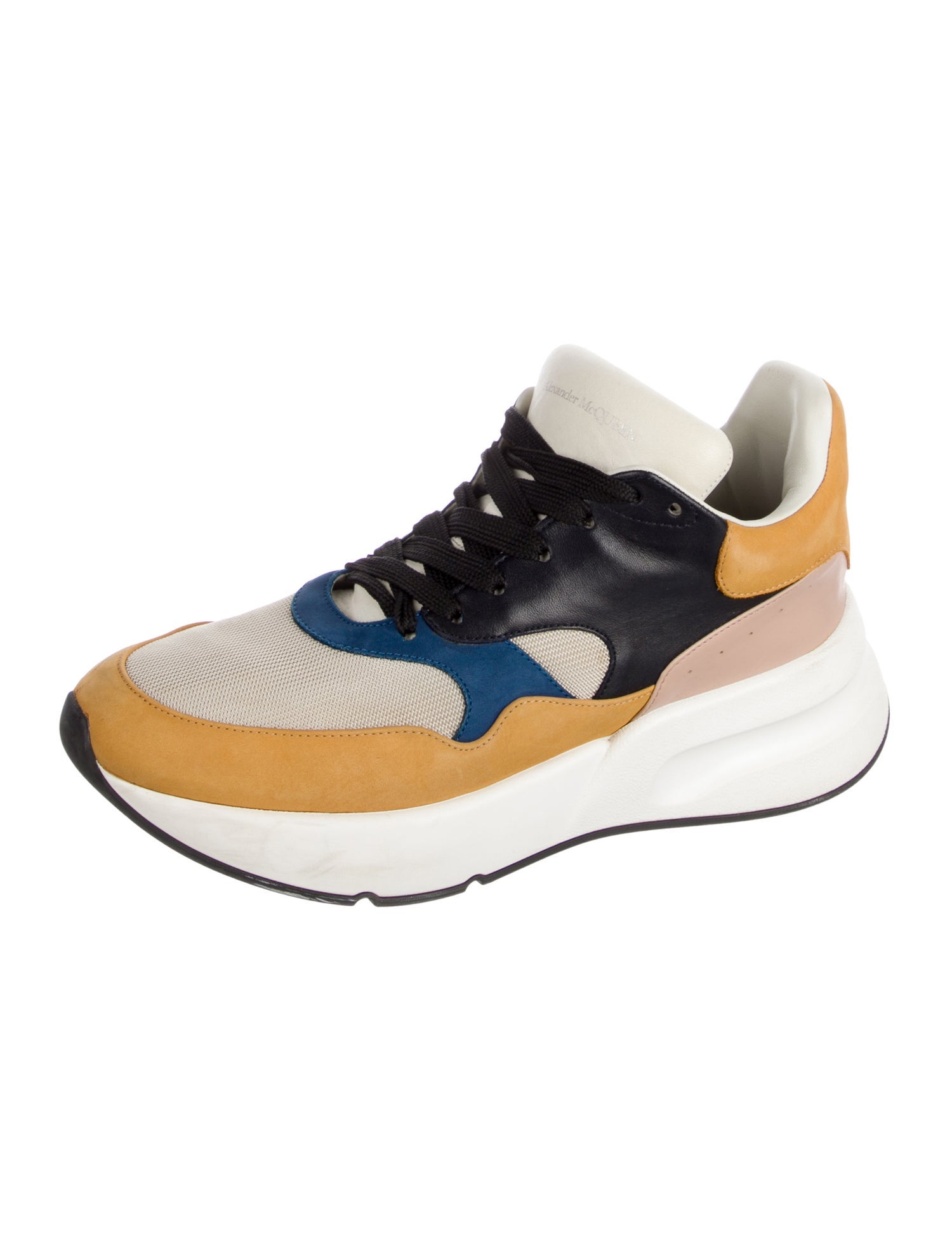 Alexander McQueen Leather Colorblock Pattern Athletic Sneakers