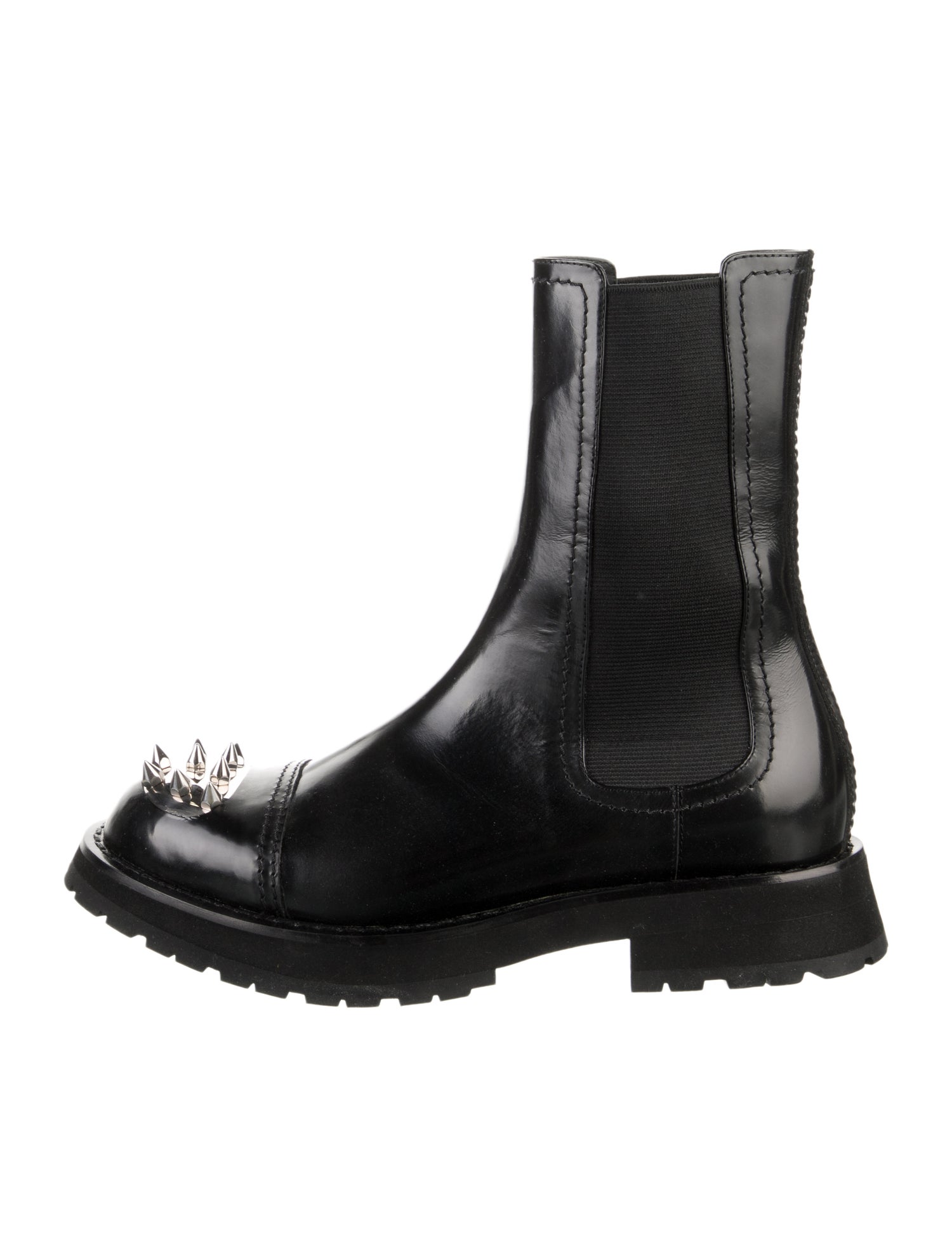 Alexander McQueen Spike Accents Leather Chelsea Boots