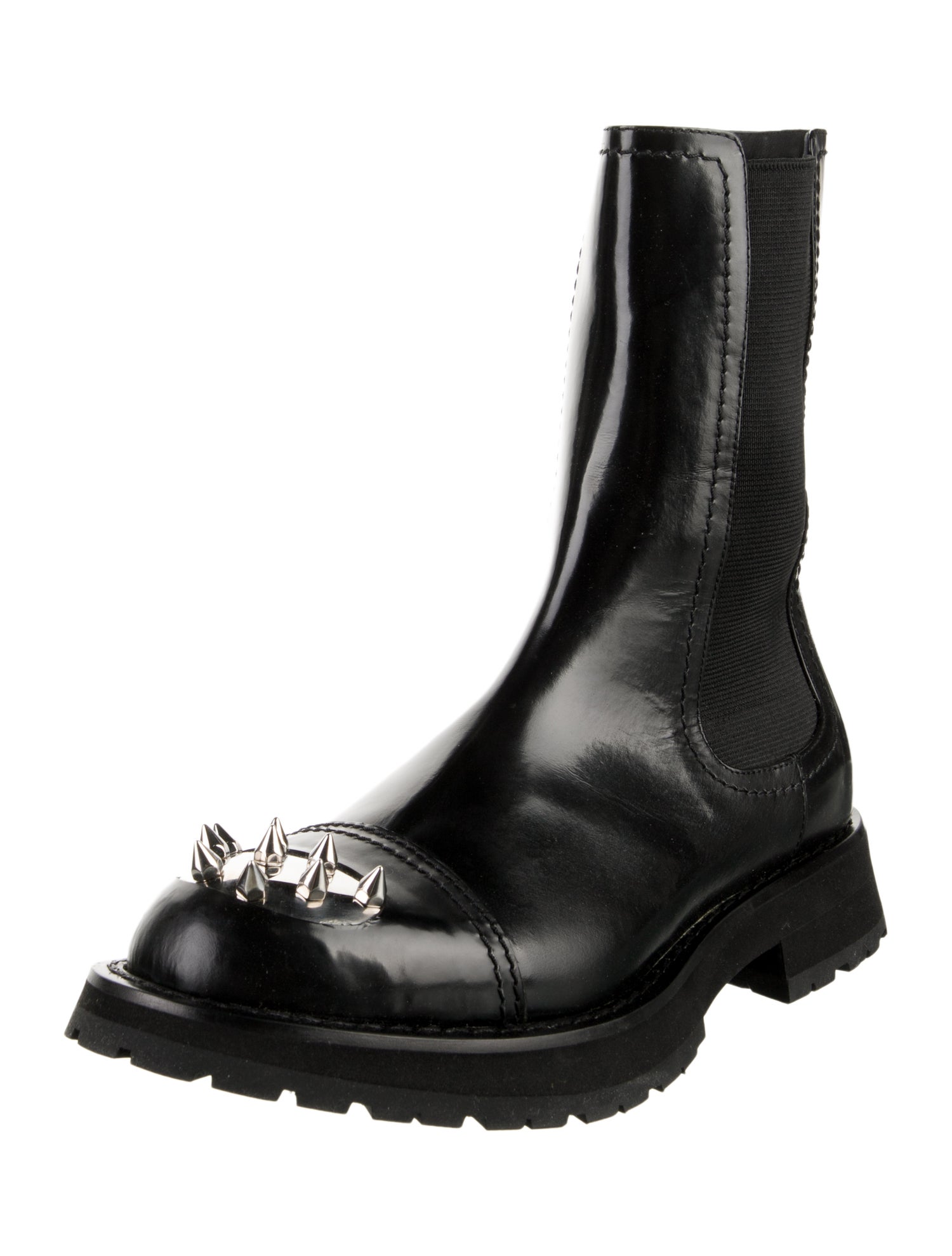 Alexander McQueen Spike Accents Leather Chelsea Boots