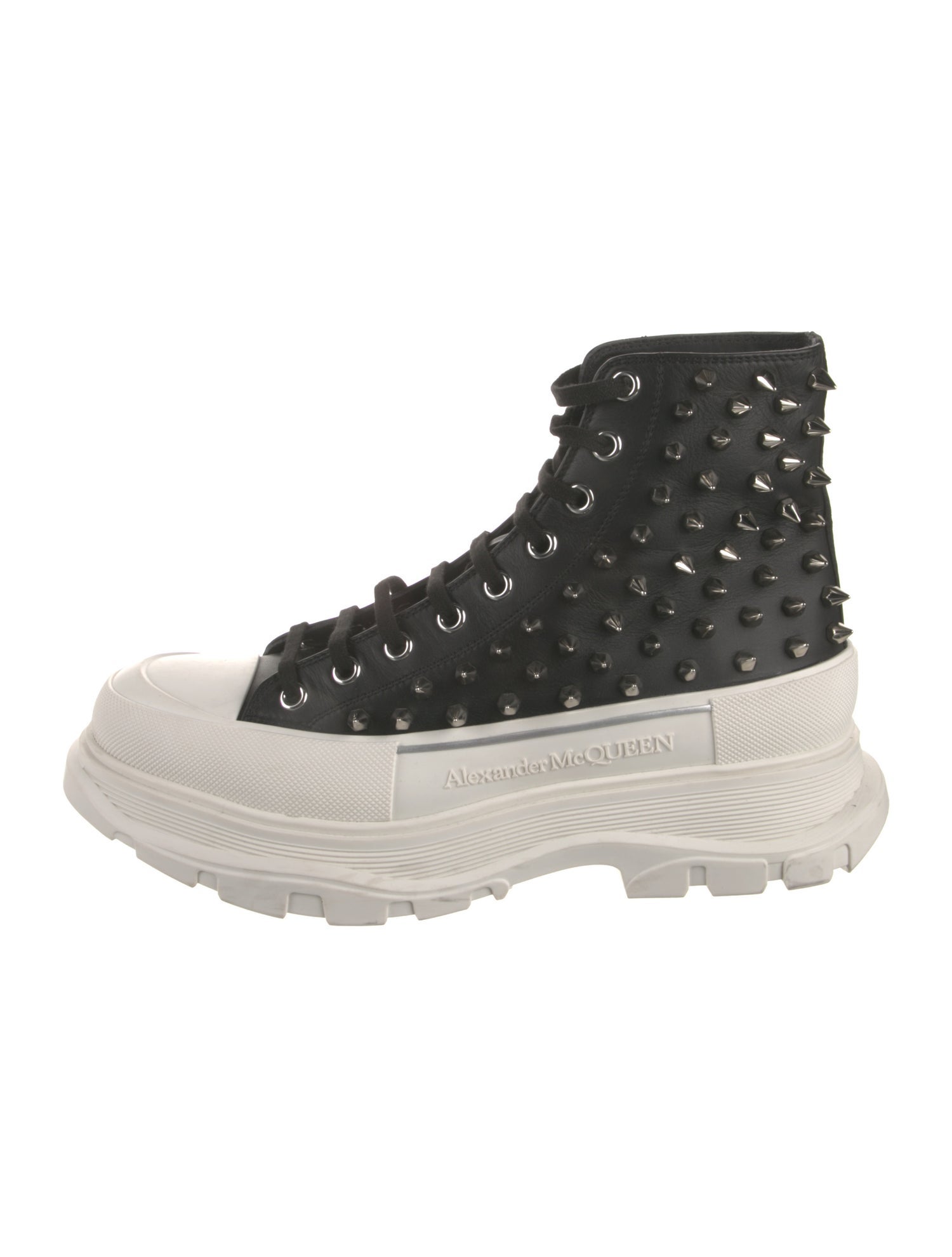 Alexander McQueen Leather Studded Accents Wedge Sneakers