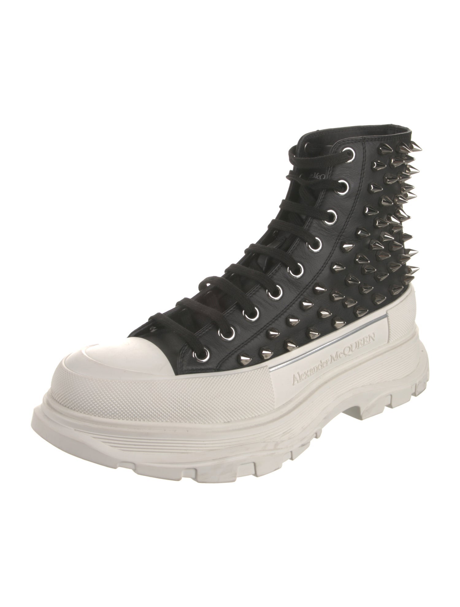Alexander McQueen Leather Studded Accents Wedge Sneakers