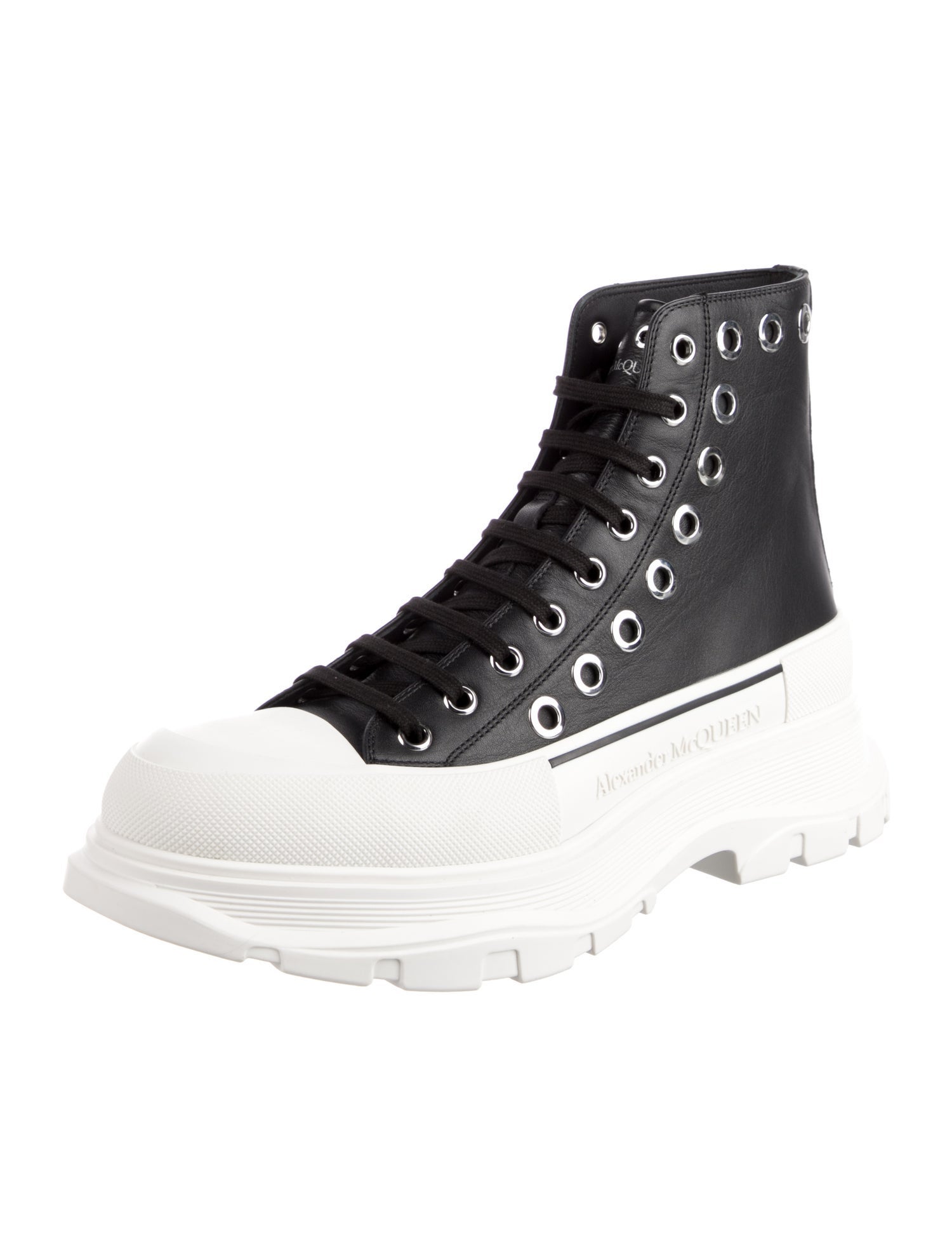 Alexander McQueen Leather Lace-Up Boots