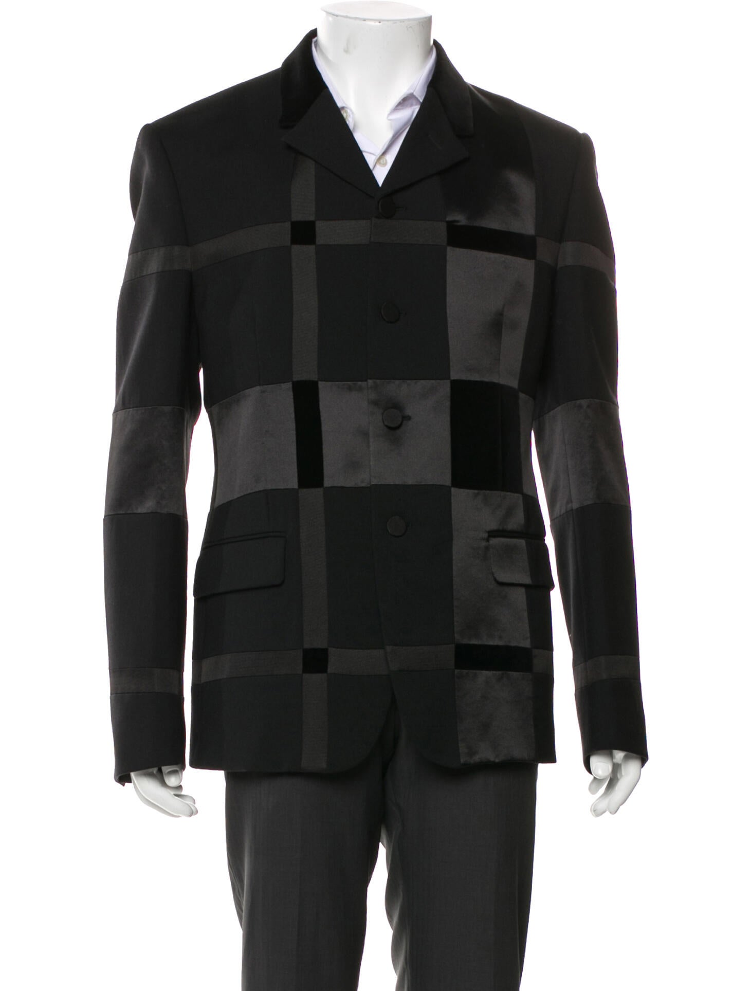 Alexander McQueen Virgin Wool Plaid Print Peacoat