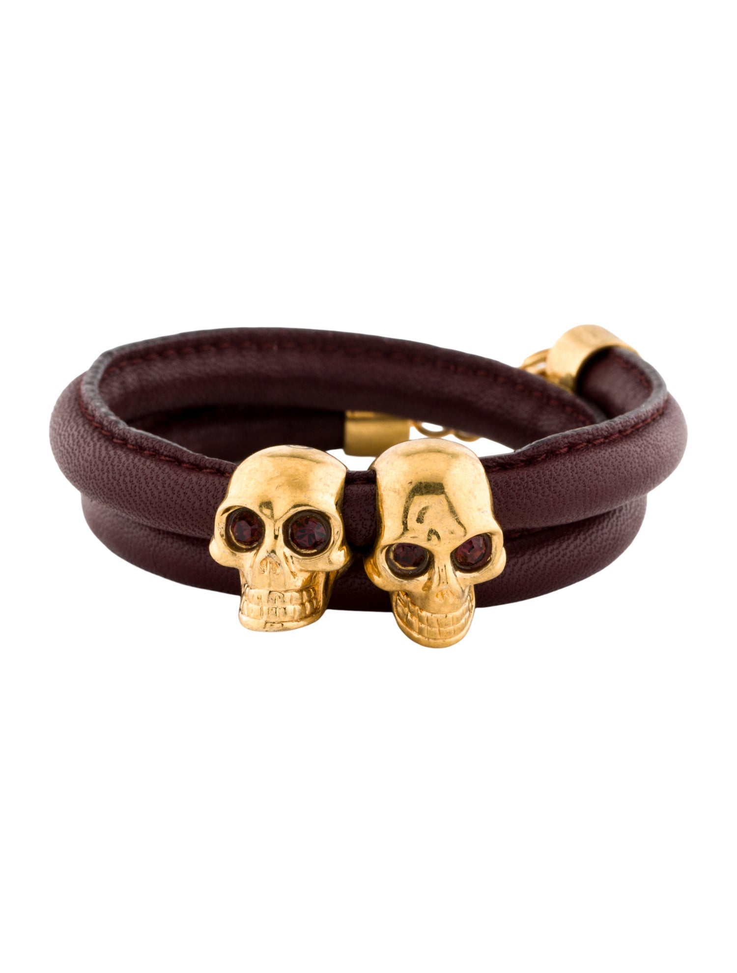 Alexander McQueen Leather & Crystal Skull Wrap Bracelet