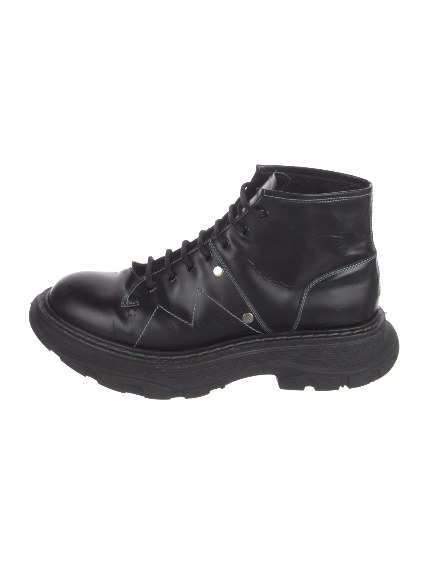 Alexander McQueen Leather Lace-Up Boots