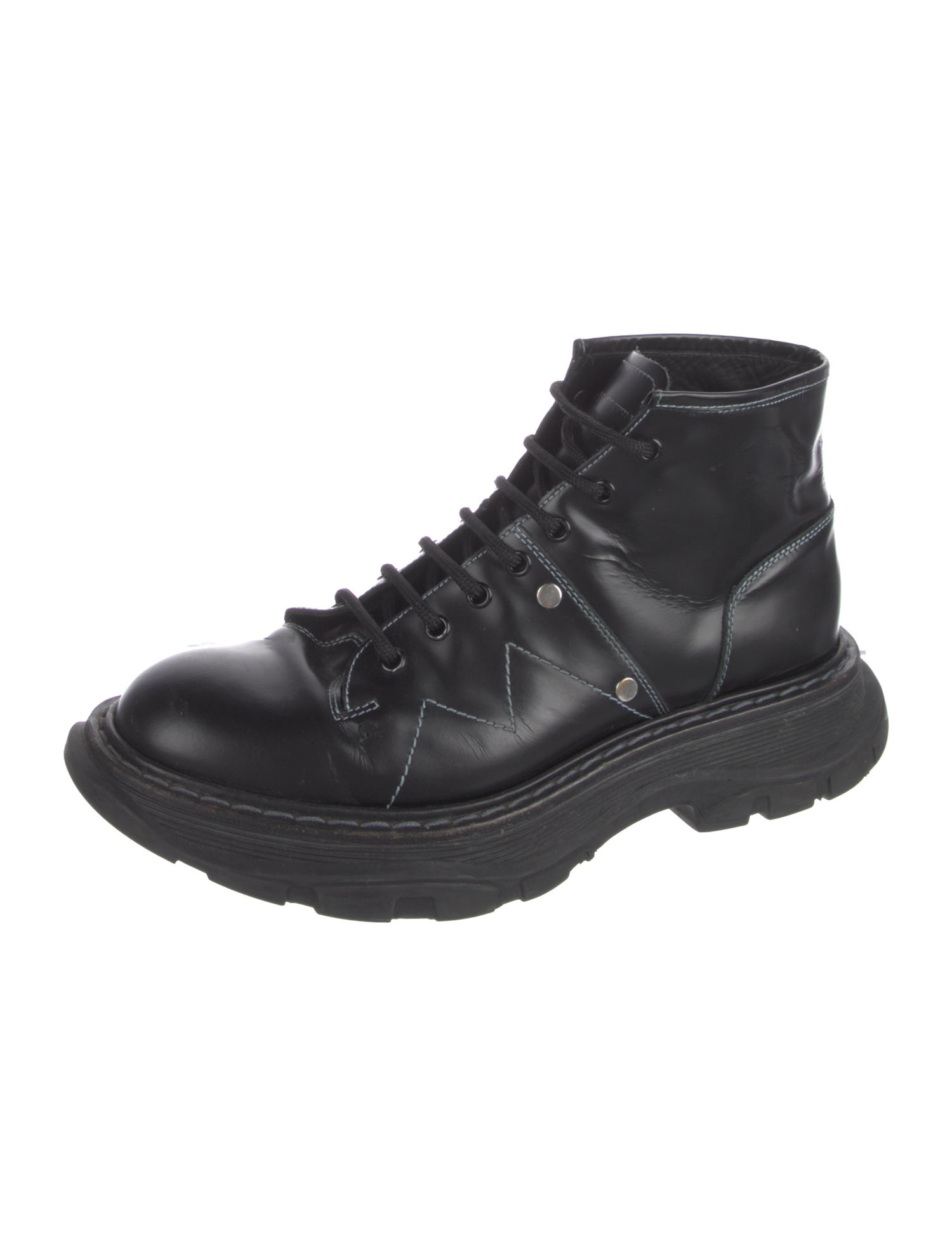 Alexander McQueen Leather Lace-Up Boots