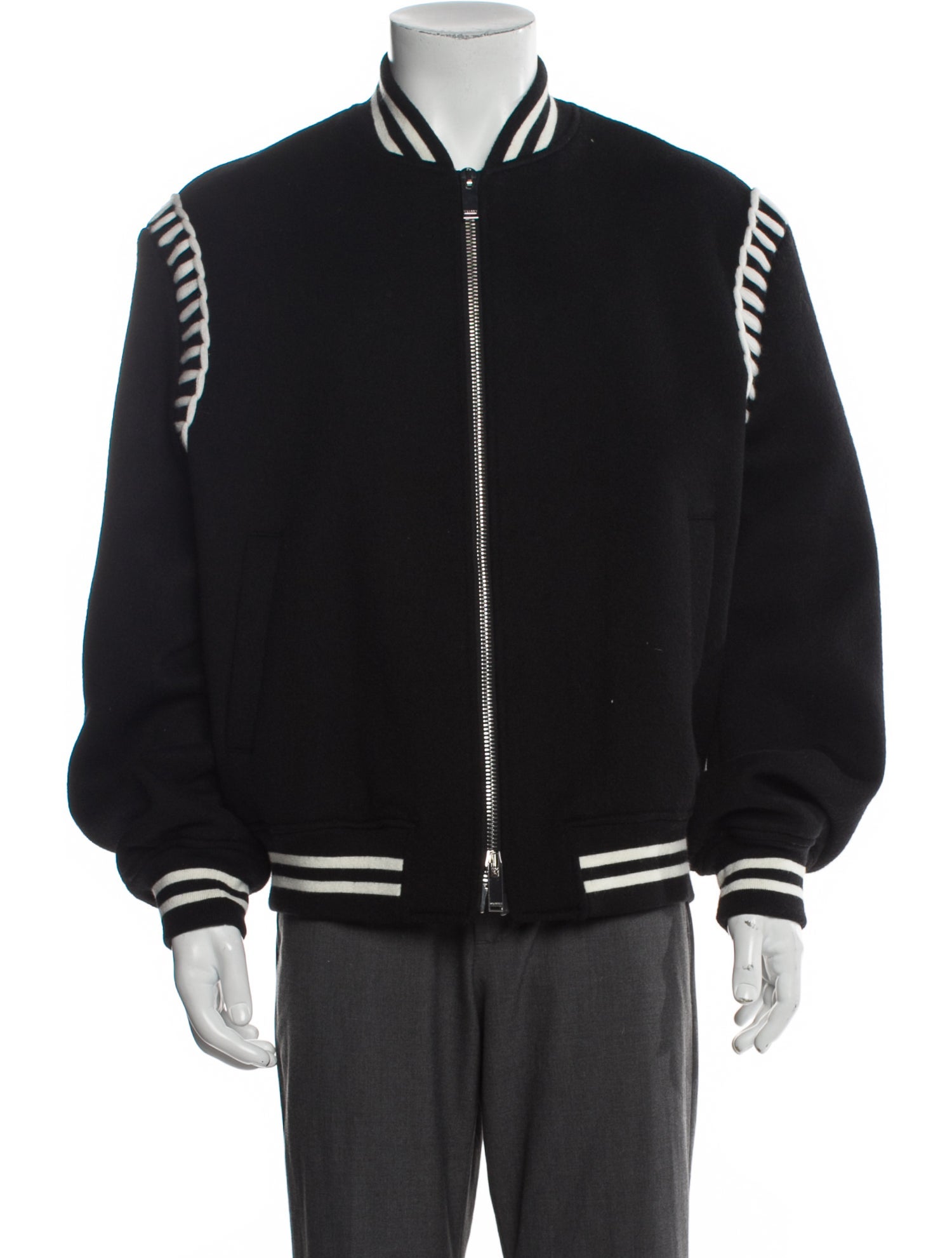 Alexander McQueen Wool Striped Varsity Jacket