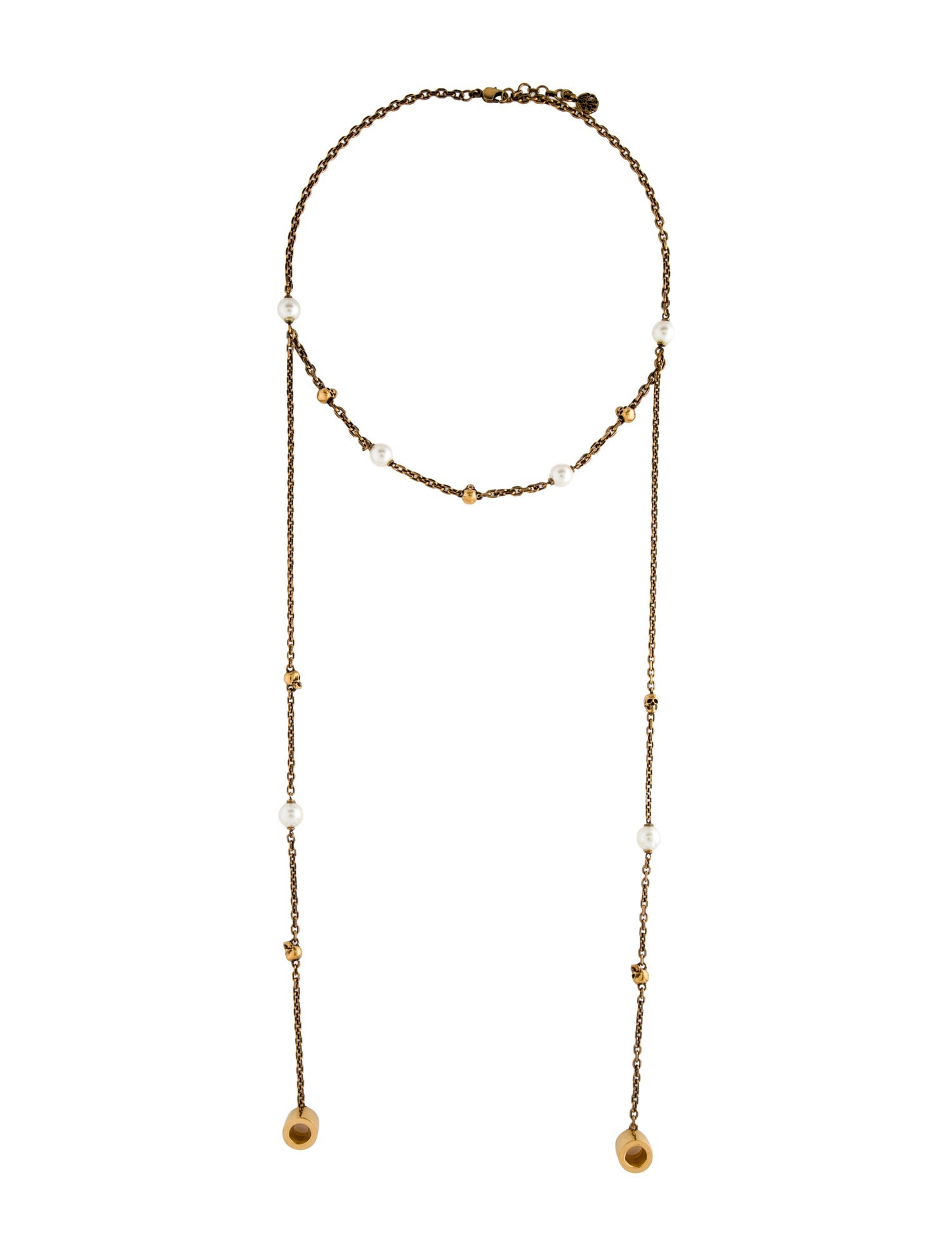 Alexander McQueen Faux Pearl Skull Airpod Holder Necklace