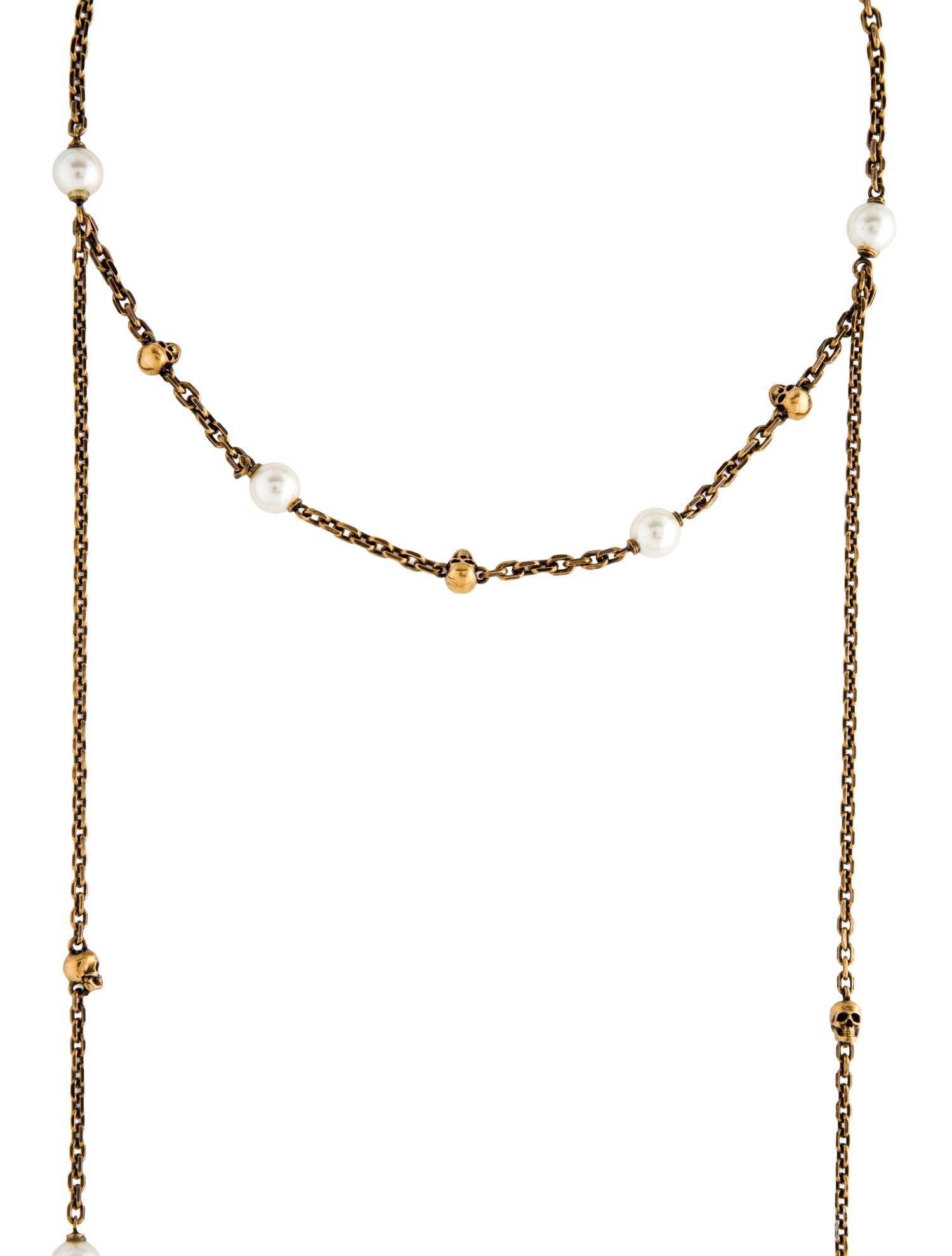 Alexander McQueen Faux Pearl Skull Airpod Holder Necklace