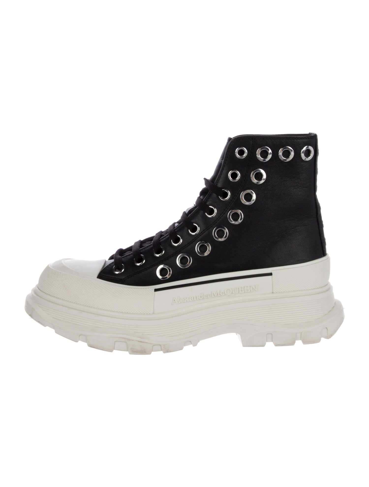 Alexander McQueen Leather Colorblock Pattern Sock Sneakers