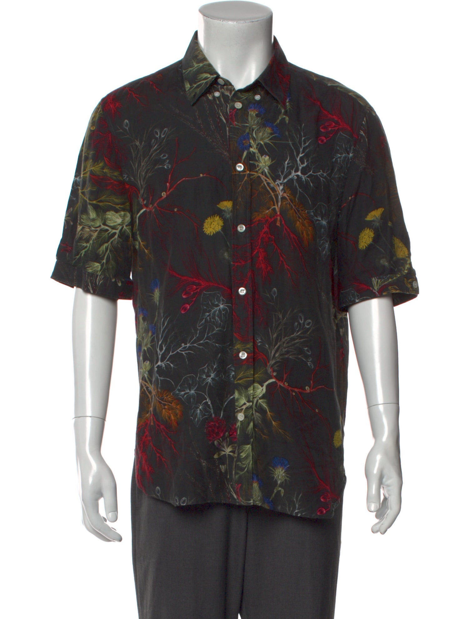 Alexander McQueen Floral Print Short Sleeve Shirt
