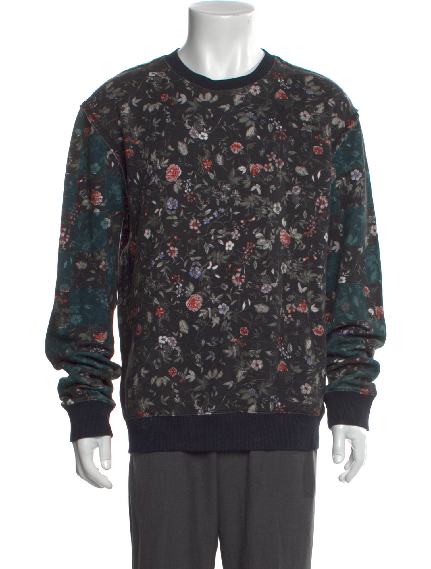 McQ Alexander McQueen Floral Print Crew Neck Pullover