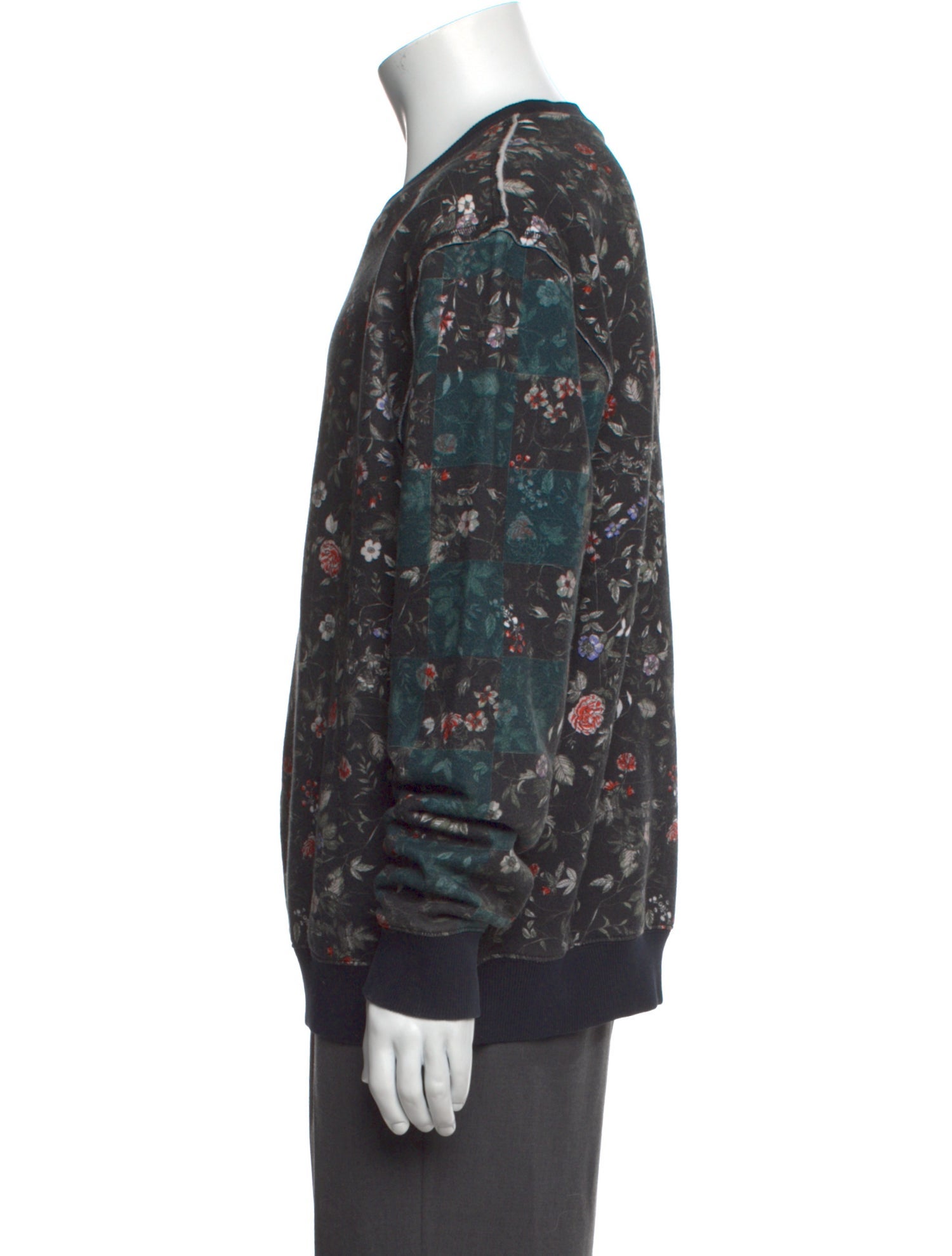 McQ Alexander McQueen Floral Print Crew Neck Pullover