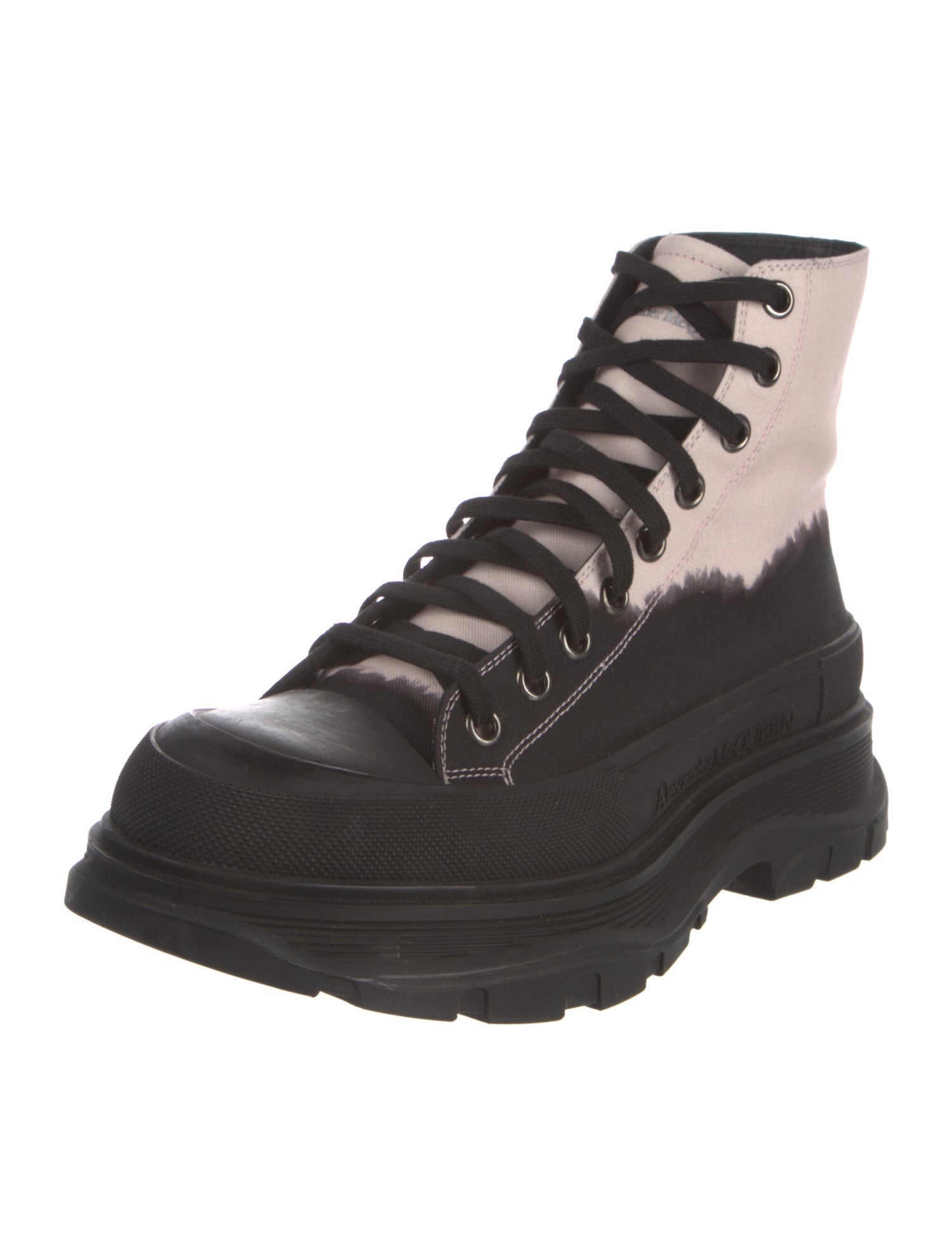 Alexander McQueen Signature Logo Leather Lace-Up Boots