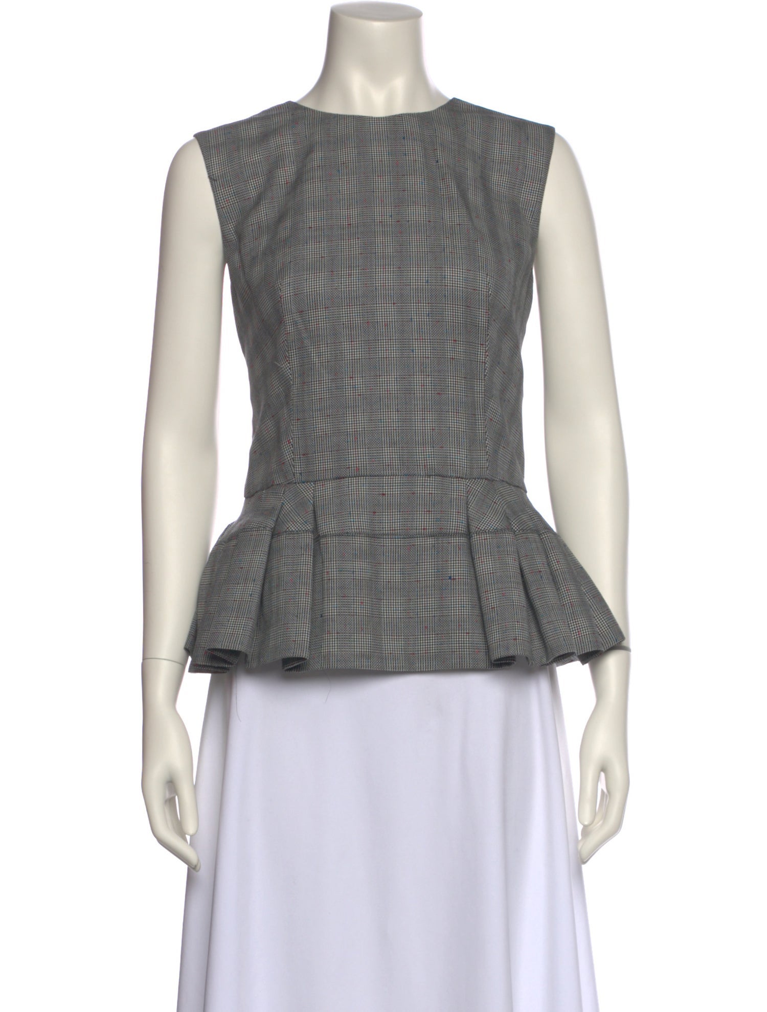 Alexander McQueen Wool Plaid Print Top