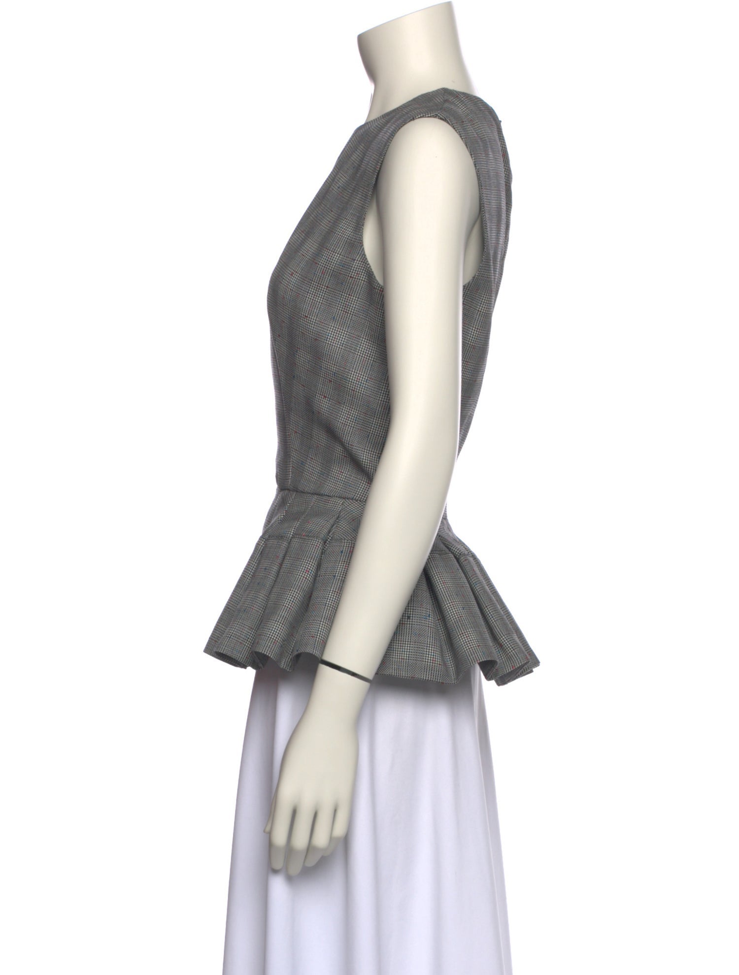 Alexander McQueen Wool Plaid Print Top