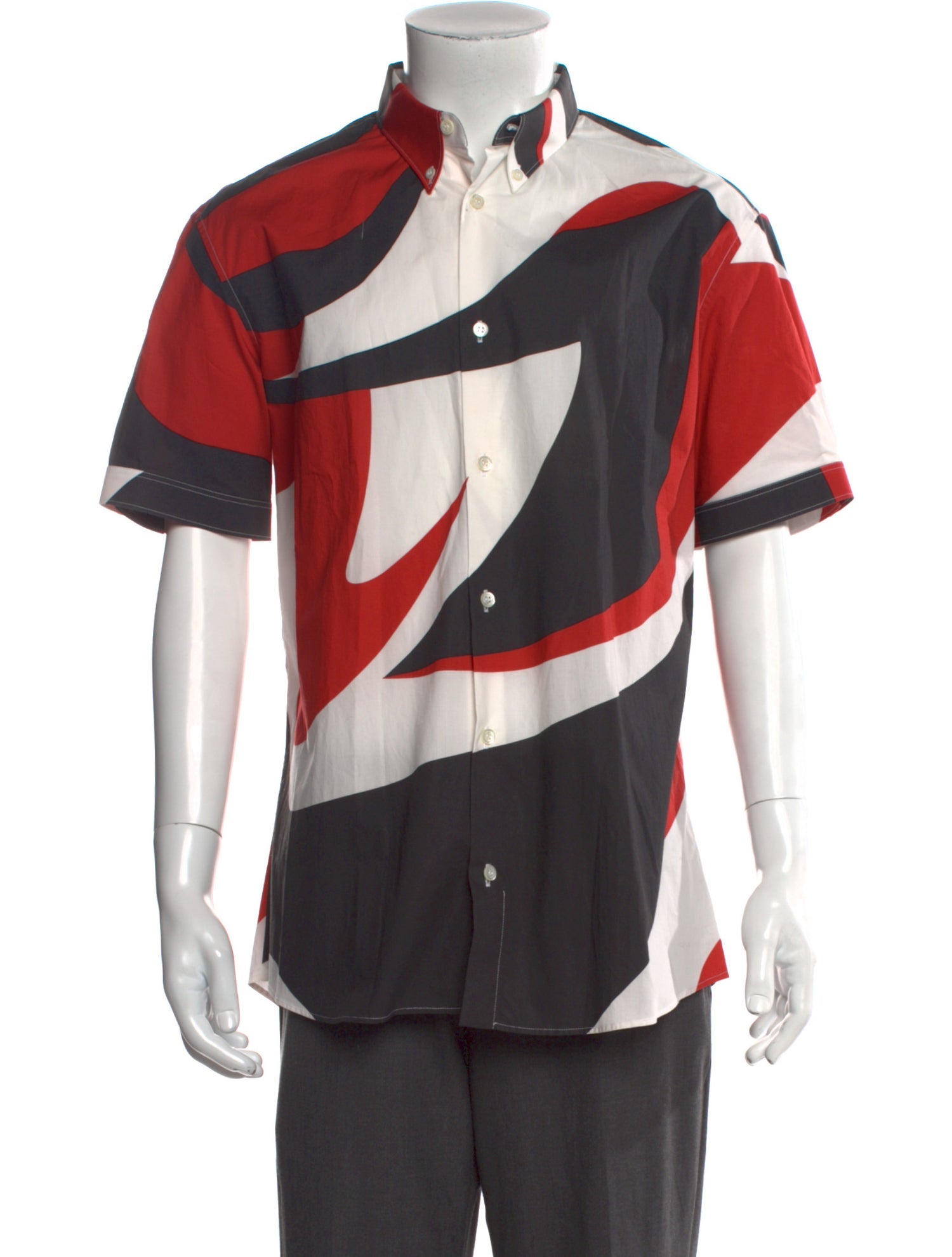 Alexander McQueen Colorblock Pattern Short Sleeve Shirt