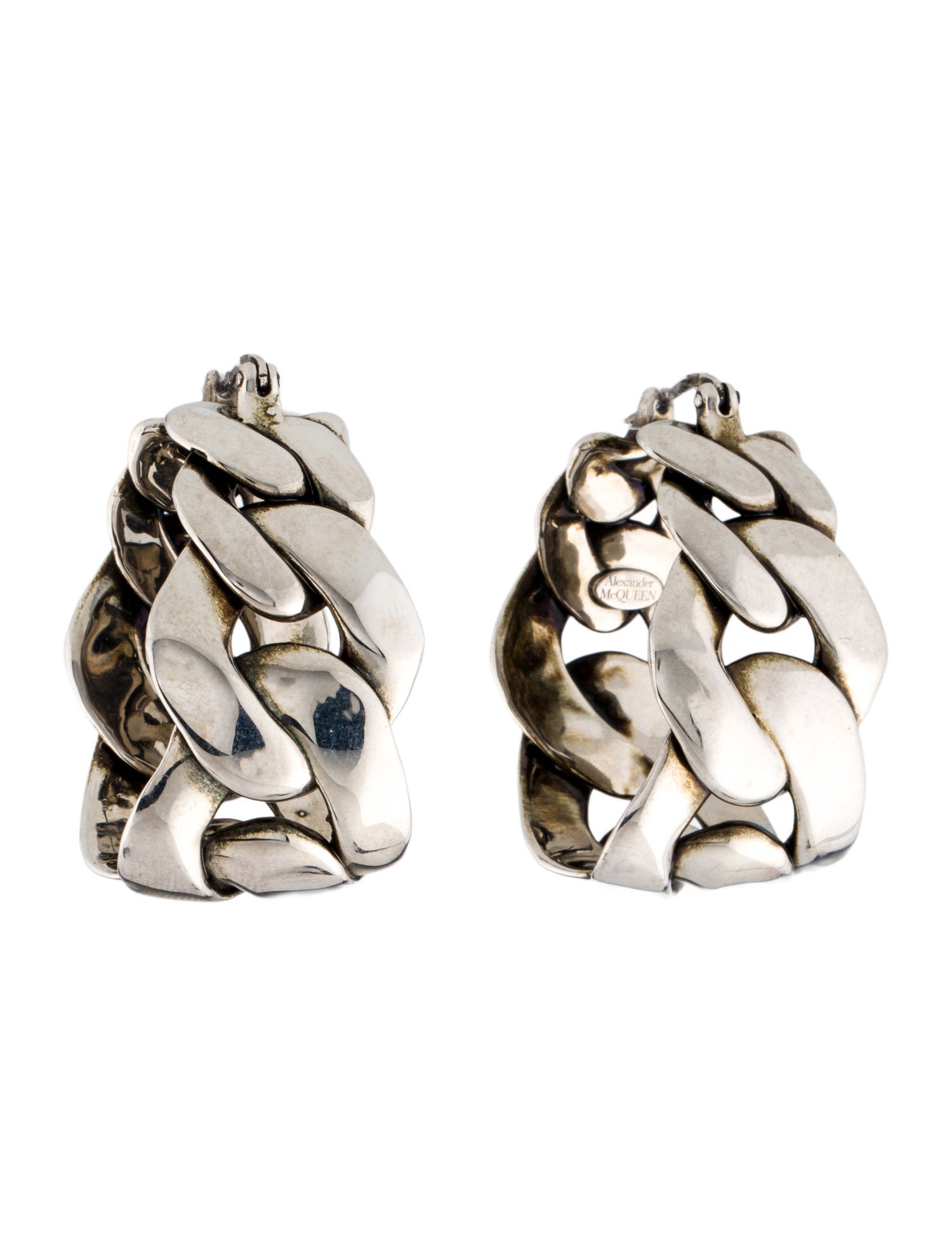 Alexander McQueen Sculpted Chain Hoop Earrings