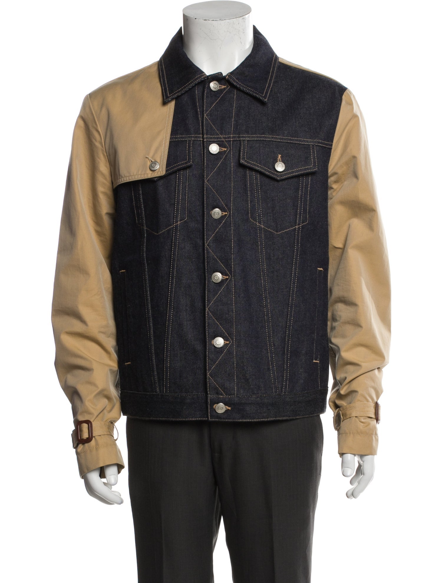 Alexander McQueen Wool Colorblock Pattern Trucker Jacket
