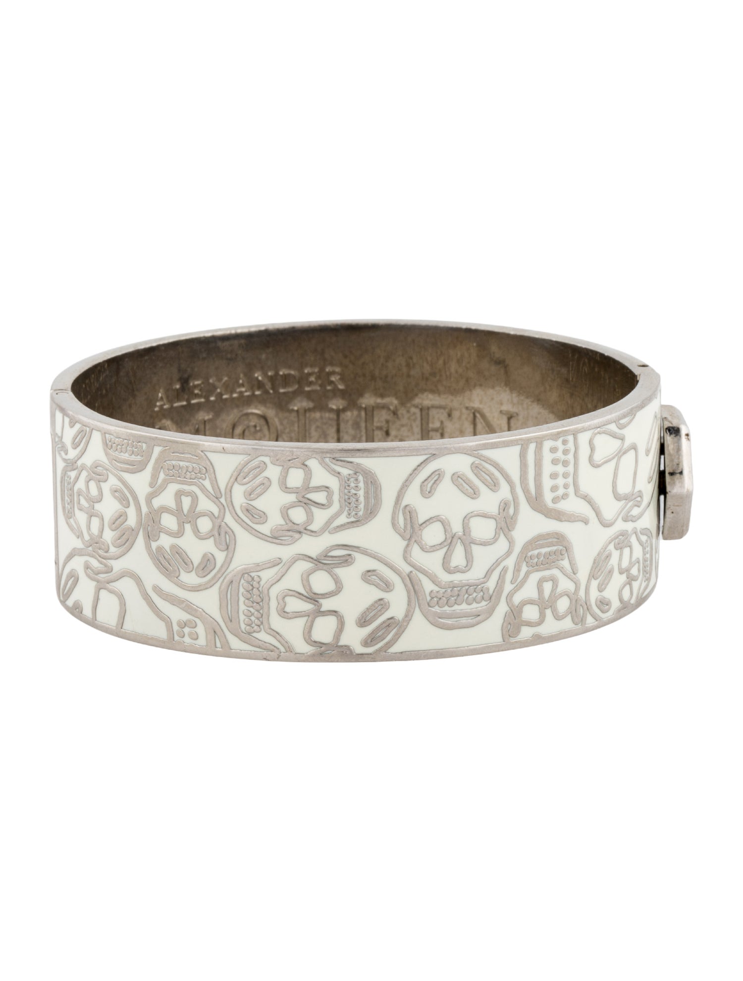 Alexander McQueen Enamel Skull Clasp Bangle