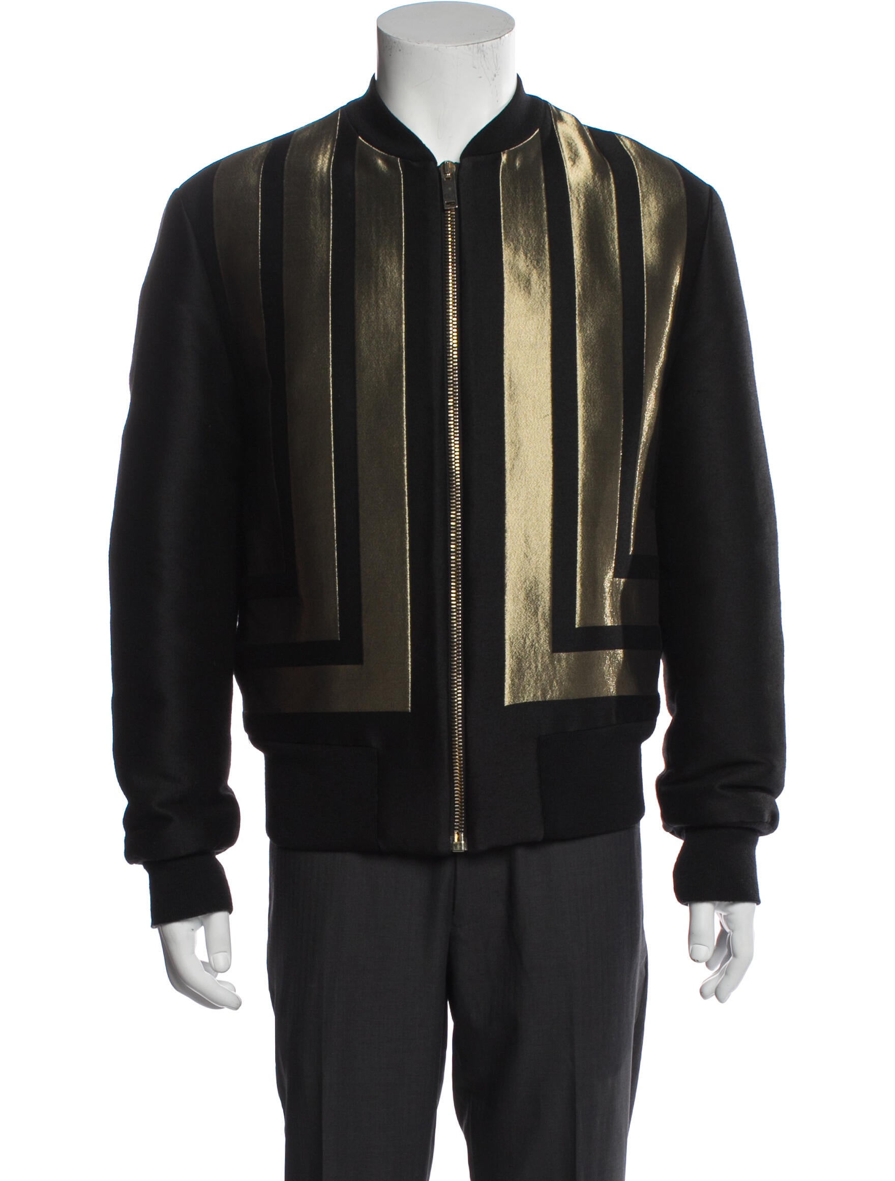 Alexander McQueen Wool Striped Bomber Jacket