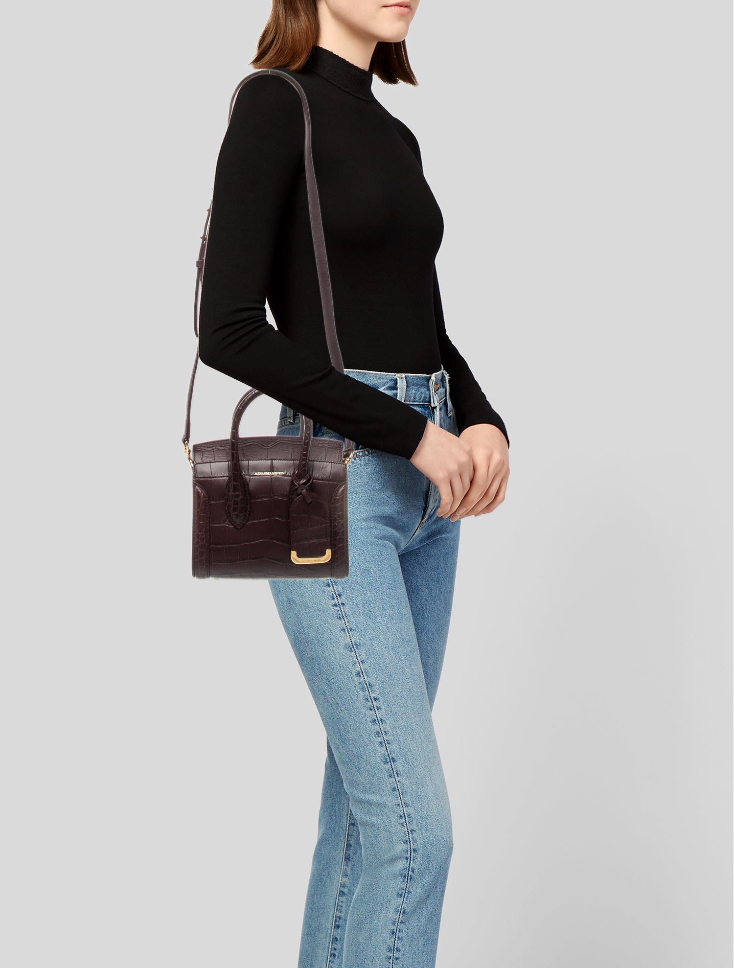 Alexander McQueen Embossed Leather Top Handle Bag